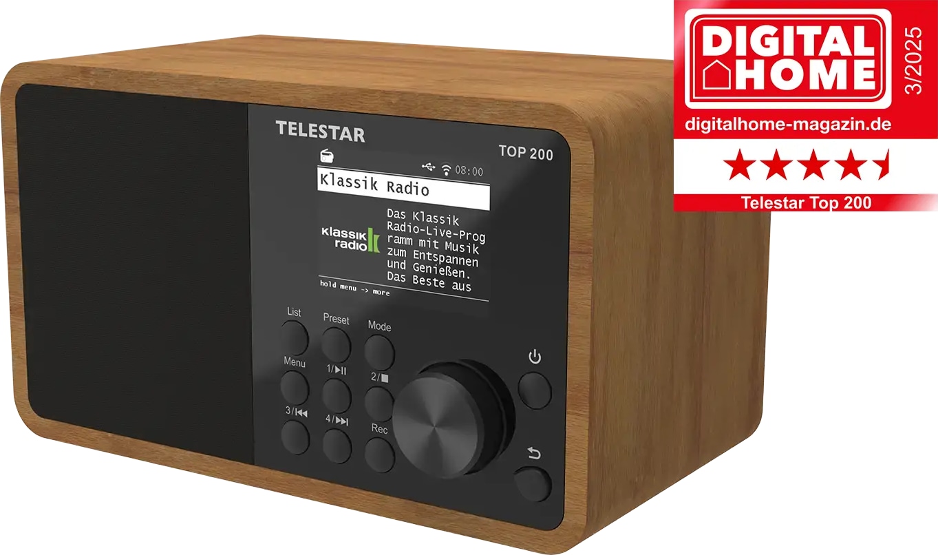 TELESTAR Internetradio TOP 200, DAB+/UKW, Bluetooth, Holzoptik