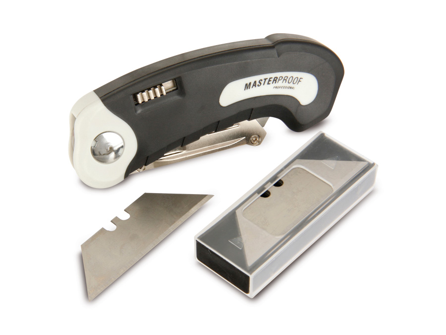 MASTERPROOF Klappmesser für Trapezklingen, mit 5 Ersatzklingen MASTERPROOF Klappmesser für Trapezklingen, mit 5 Ersatzklingen