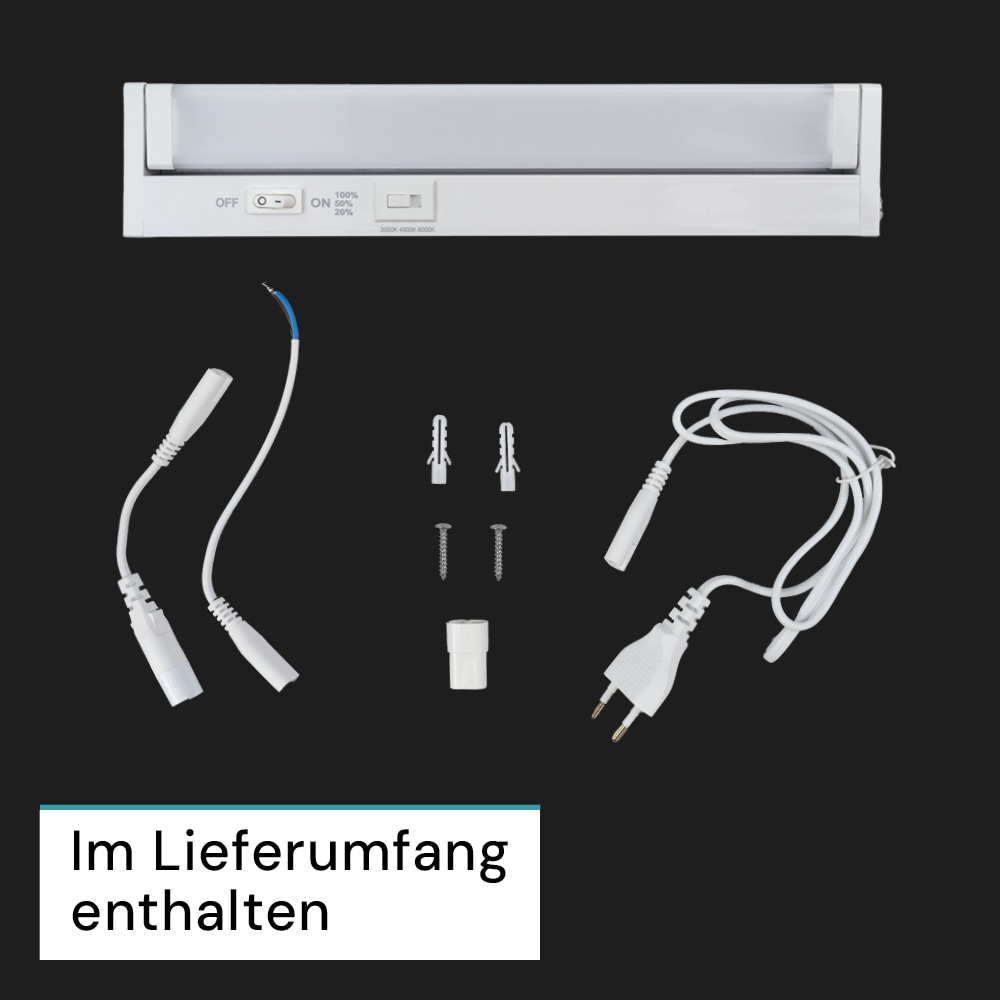 LUXULA LED-Unterbauleuchte, 4W, EEK: F, 400lm, CCT, IP20, dimmbar, weiß, 30 cm