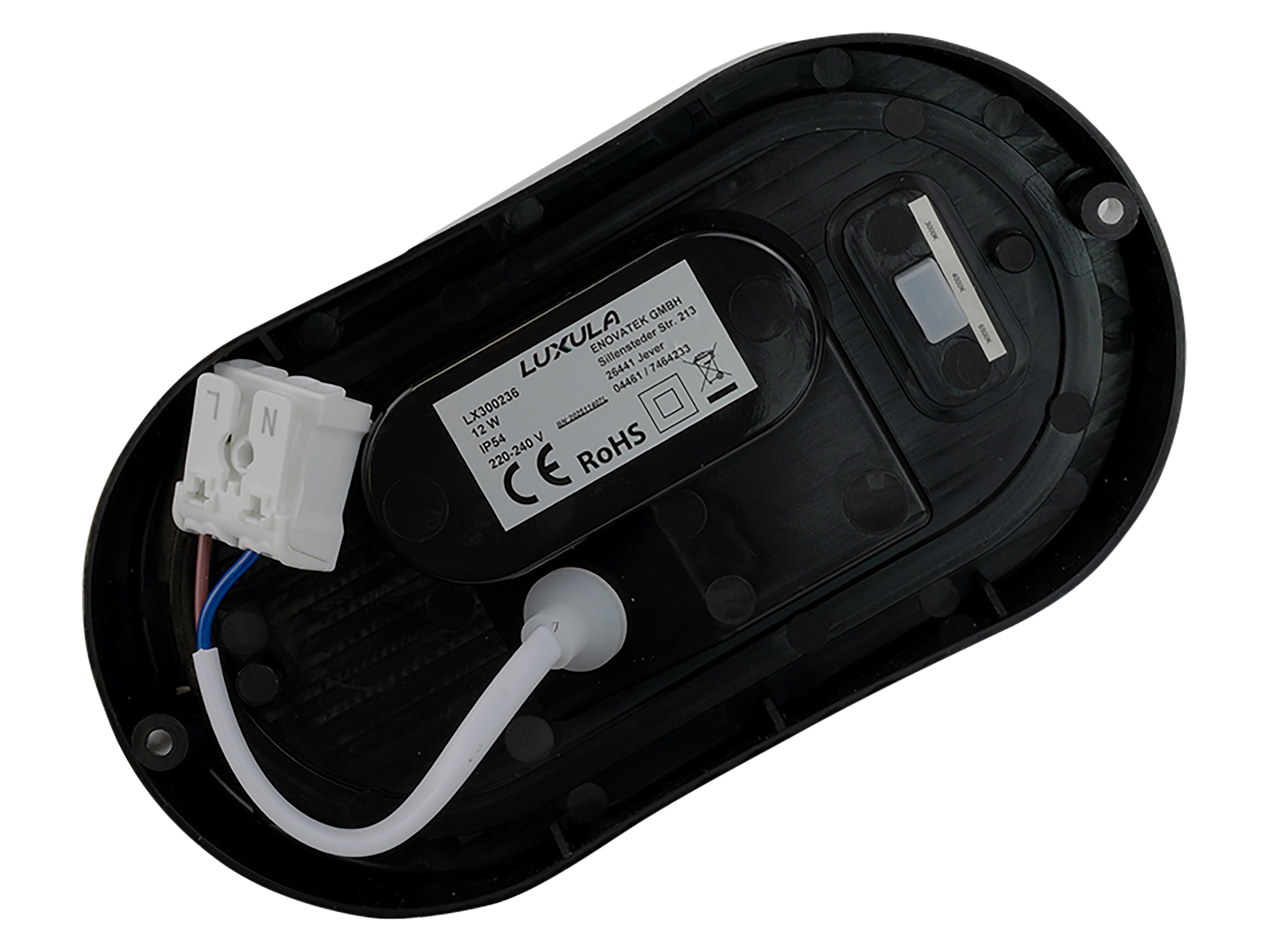 LUXULA LED-Kellerleuchte, 12W, EEK: F, 1080lm, CCT, IP54, schwarz LUXULA LED-Kellerleuchte, 12W, EEK: F, 1080lm, CCT, IP54, schwarz