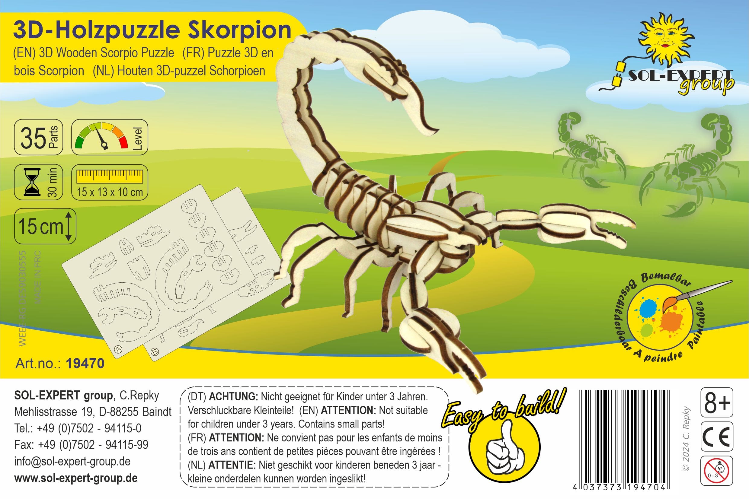 SOL-EXPERT 3D Holz Puzzle Skorpion SOL-EXPERT 3D Holz Puzzle Skorpion