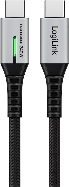 LOGILINK USB3.2 Kabel CU0441 USB-C M/USB-C M 240W 4K LED Metall 0,5m schwarz LOGILINK USB3.2 Kabel CU0441 USB-C M/USB-C M 240W 4K LED Metall 0,5m schwarz