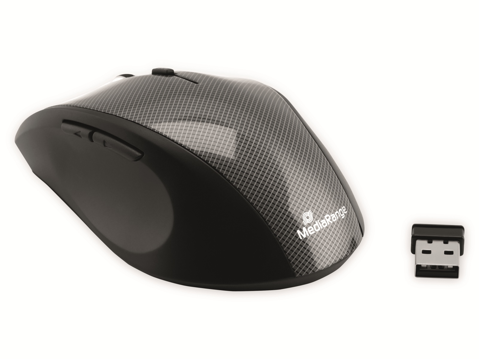 MEDIARANGE Funk-Maus MROS207, 5 Tasten, Karbonoptik, schwarz MEDIARANGE Funk-Maus MROS207, 5 Tasten, Karbonoptik, schwarz