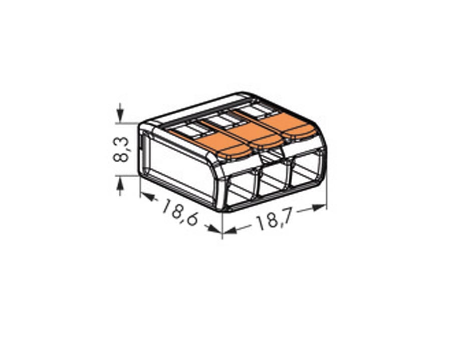 WAGO Steckklemmen 221-413, 3-polig, 0,2...4 mm², 50 Stück WAGO Steckklemmen 221-413, 3-polig, 0,2...4 mm², 50 Stück