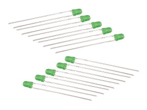 LED, grün, Ø 3 mm, 10 Stück LED, grün, Ø 3 mm, 10 Stück