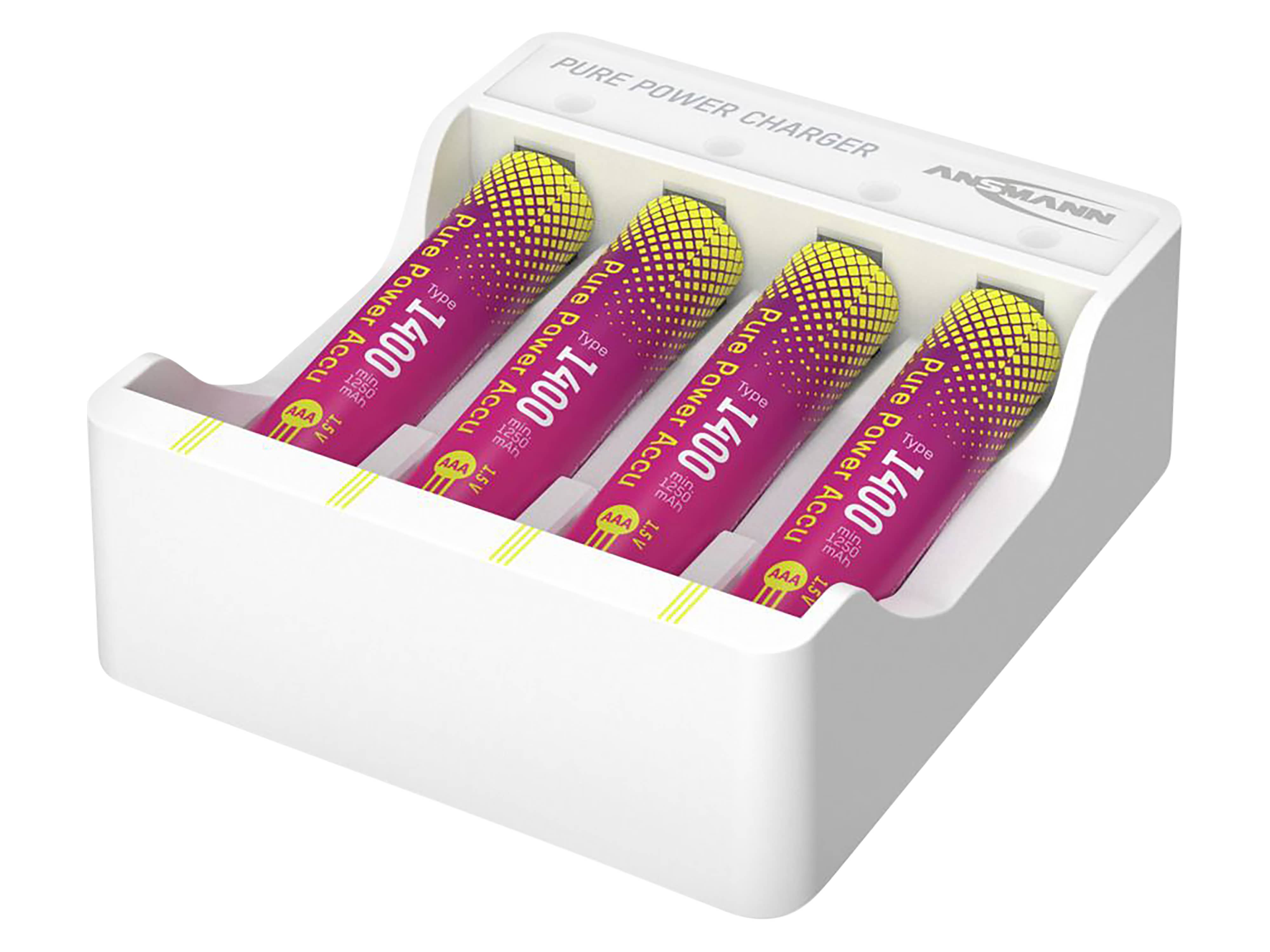 ANSMANN Lademodul Pure Power Set, 4× Micro AAA Akkus Typ 1400 Lademodul ANSMANN Pure Power Set, 4× Micro AAA Akkus Typ 1400