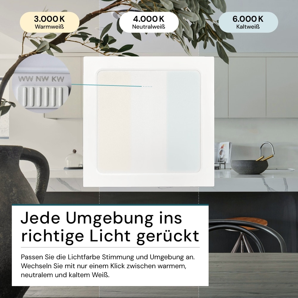 LUXULA LED-Deckenleuchte, 24W, EEK: F, 2400lm, CCT, IP44, quadrat, weiß LUXULA LED-Deckenleuchte, 24W, EEK: F, 2400lm, CCT, IP44, quadrat, weiß