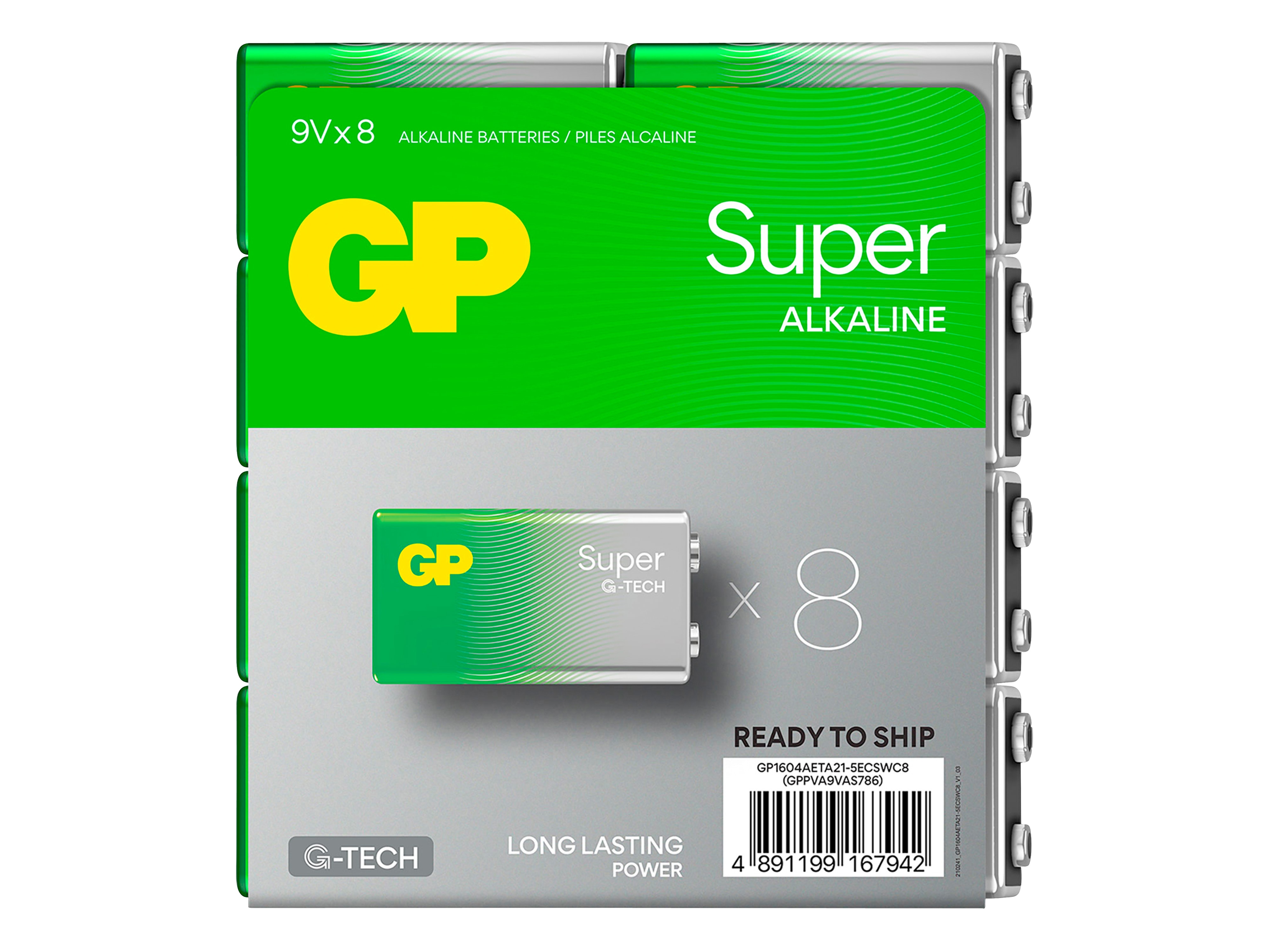GP Super Alkaline-Batterie E-Block, 6LR61, MN1604, 9V, 8 Stück GP Super Alkaline-Batterie E-Block, 6LR61, MN1604, 9V, 8 Stück