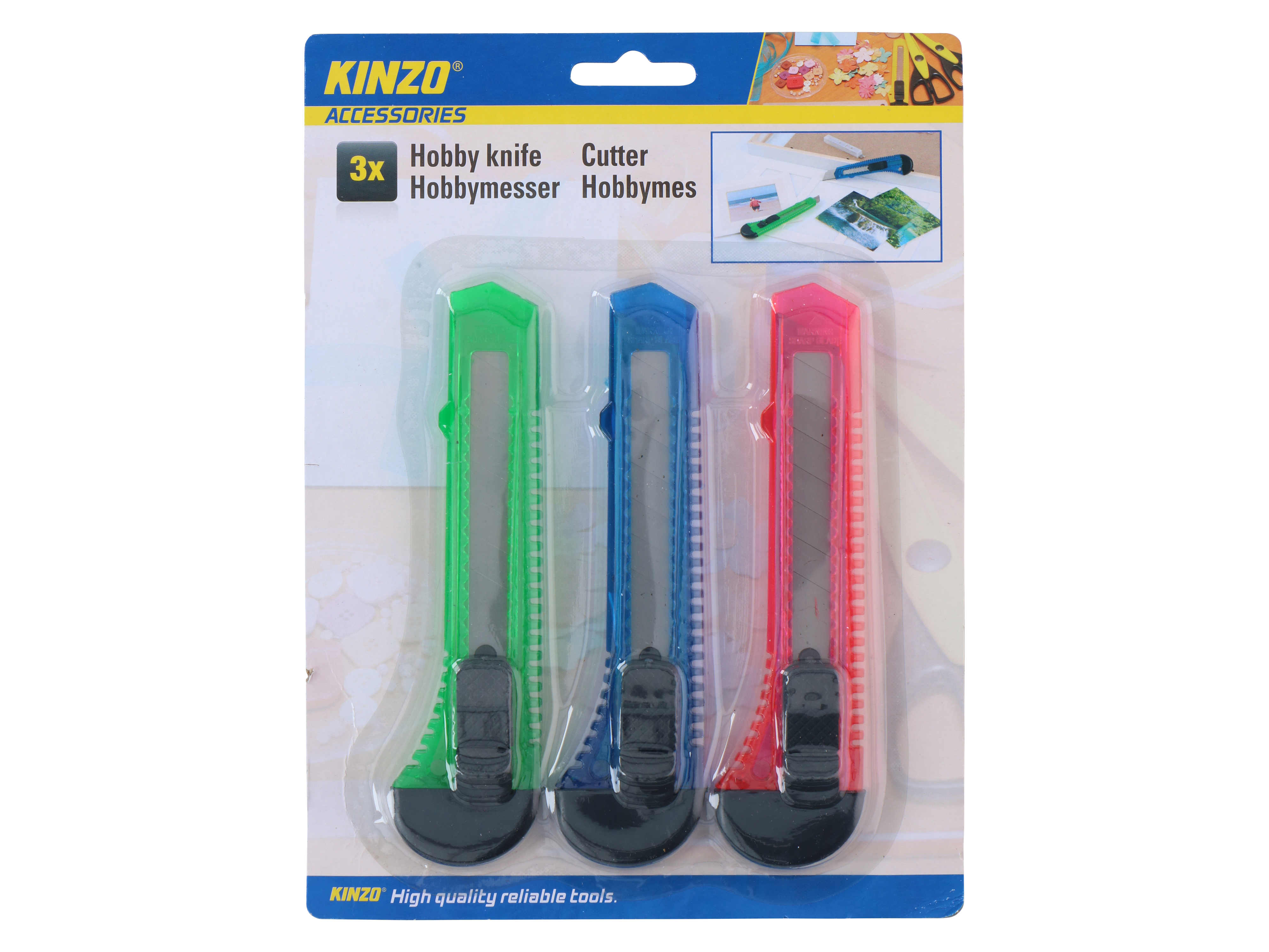 KINZO Cuttermesser-Set, 18 mm 3 Stück Cuttermesser-Set, KINZO, 18 mm 3 Stück