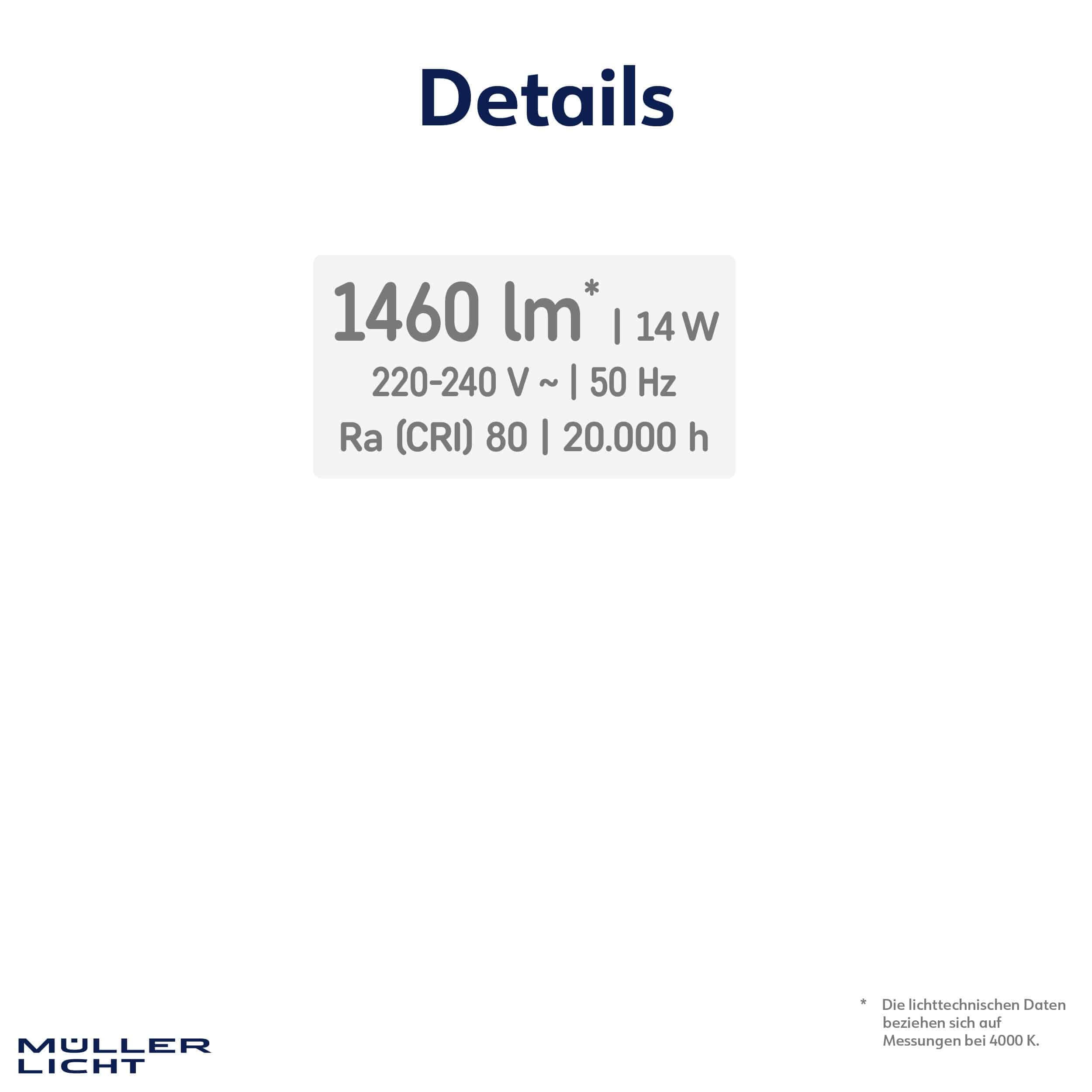 MÜLLER-LICHT LED-Deckenleuchte Claro white, 14 W, 1460 lm, 4000 K, IP20, neutralweiß MÜLLER-LICHT LED-Deckenleuchte Claro white, 14 W, 1460 lm, 4000 K, IP20, neutralweiß