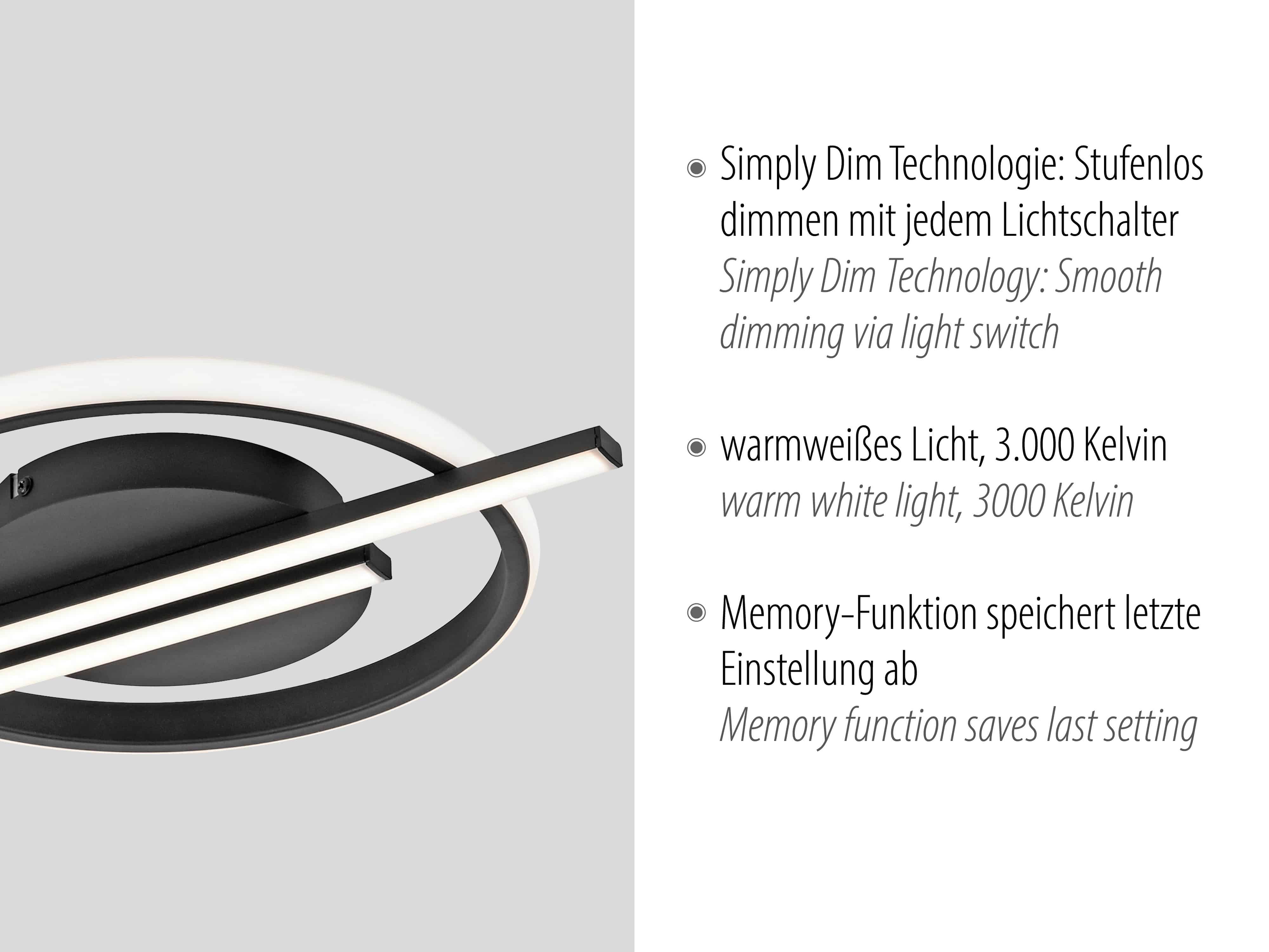 JUST LIGHT LED-Deckenleuchte 14130-18 schwarz, 17,5 W, 2100 lm, 3000 K, Dimmbar JUST LIGHT LED-Deckenleuchte 14130-18 schwarz, 17,5 W, 2100 lm, 3000 K, Dimmbar
