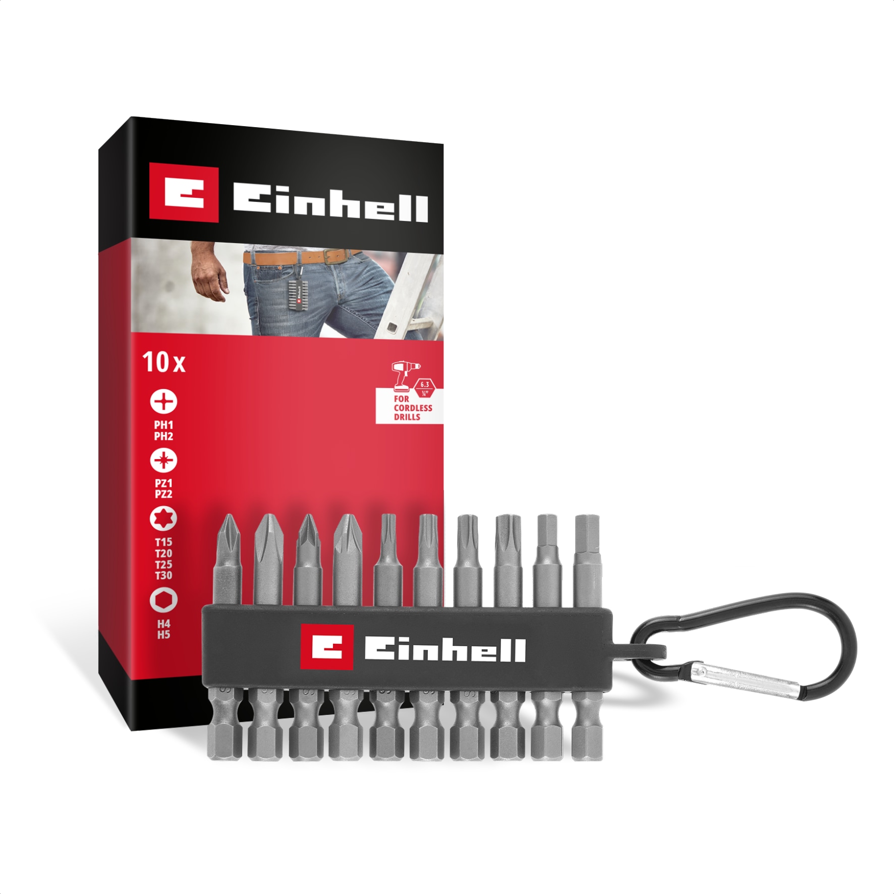 EINHELL Bit-Set, 118623, Karabiner, 10-teilig EINHELL Bit-Set, 118623, Karabiner, 10-teilig