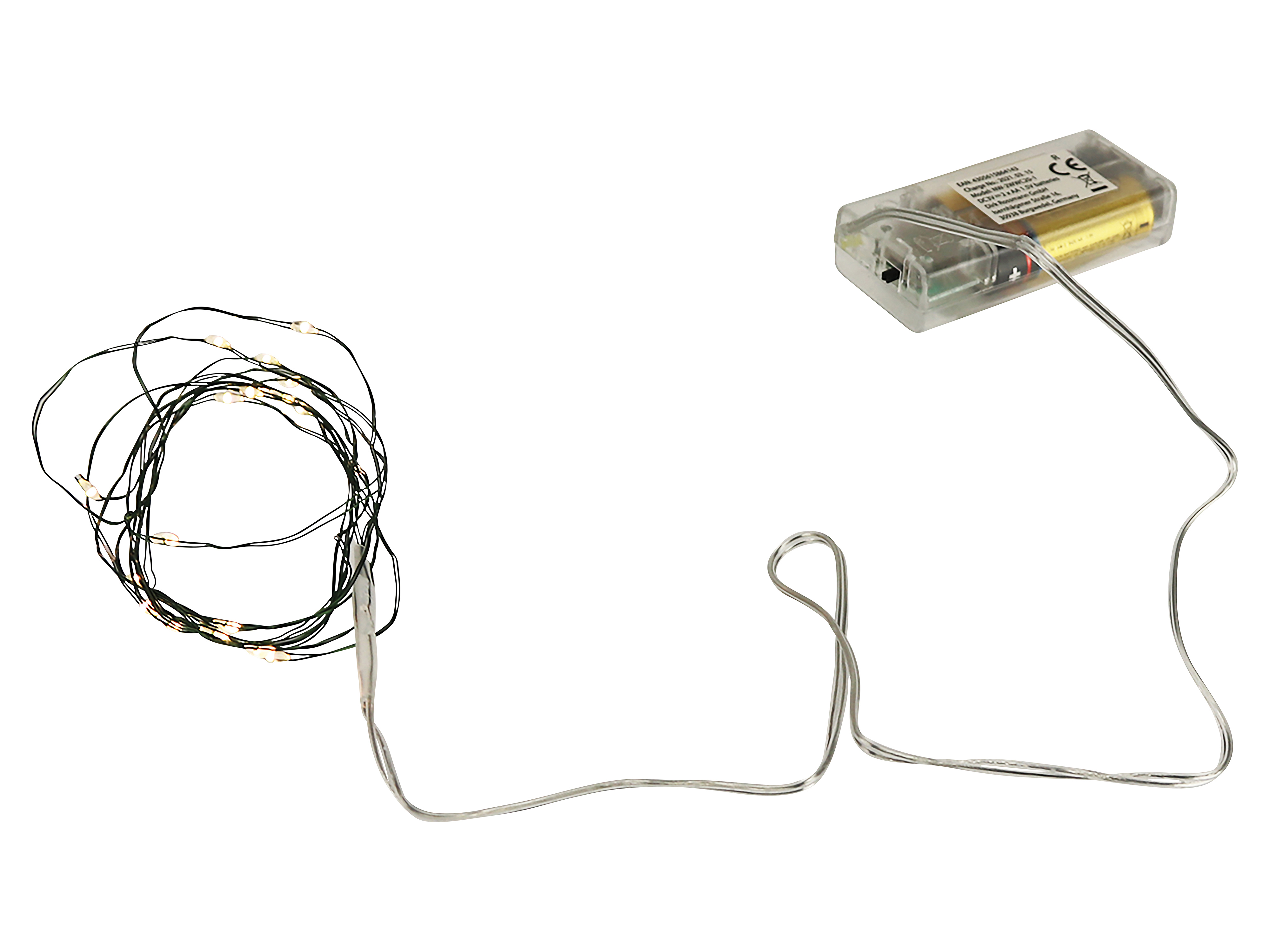 Micro-LED-Lichterkette, Dunkelgrün, 3V, warmweiß, 2,40m Micro-LED-Lichterkette, Dunkelgrün, 3V, warmweiß, 2,40m