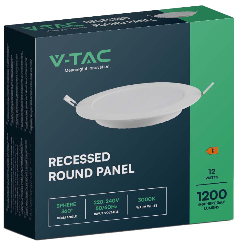 V-TAC LED-Einbauleuchte VT-61012, EEK: F, 12 W, 1200 lm, 3000 K V-TAC LED-Einbauleuchte VT-61012, EEK: F, 12 W, 1200 lm, 3000 K