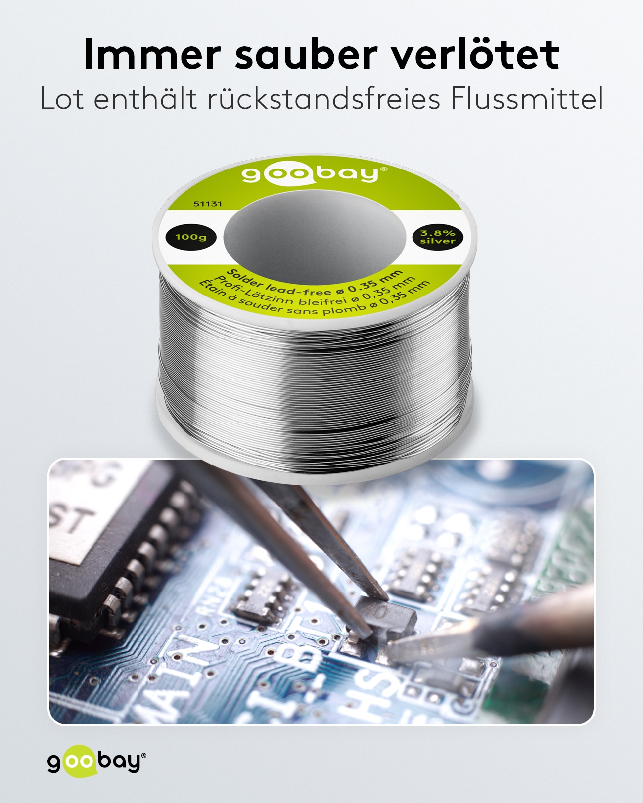 GOOBAY Lötzinn Pro, 100 g, Ø 0,35 mm GOOBAY Lötzinn Pro, 100 g, Ø 0,35 mm