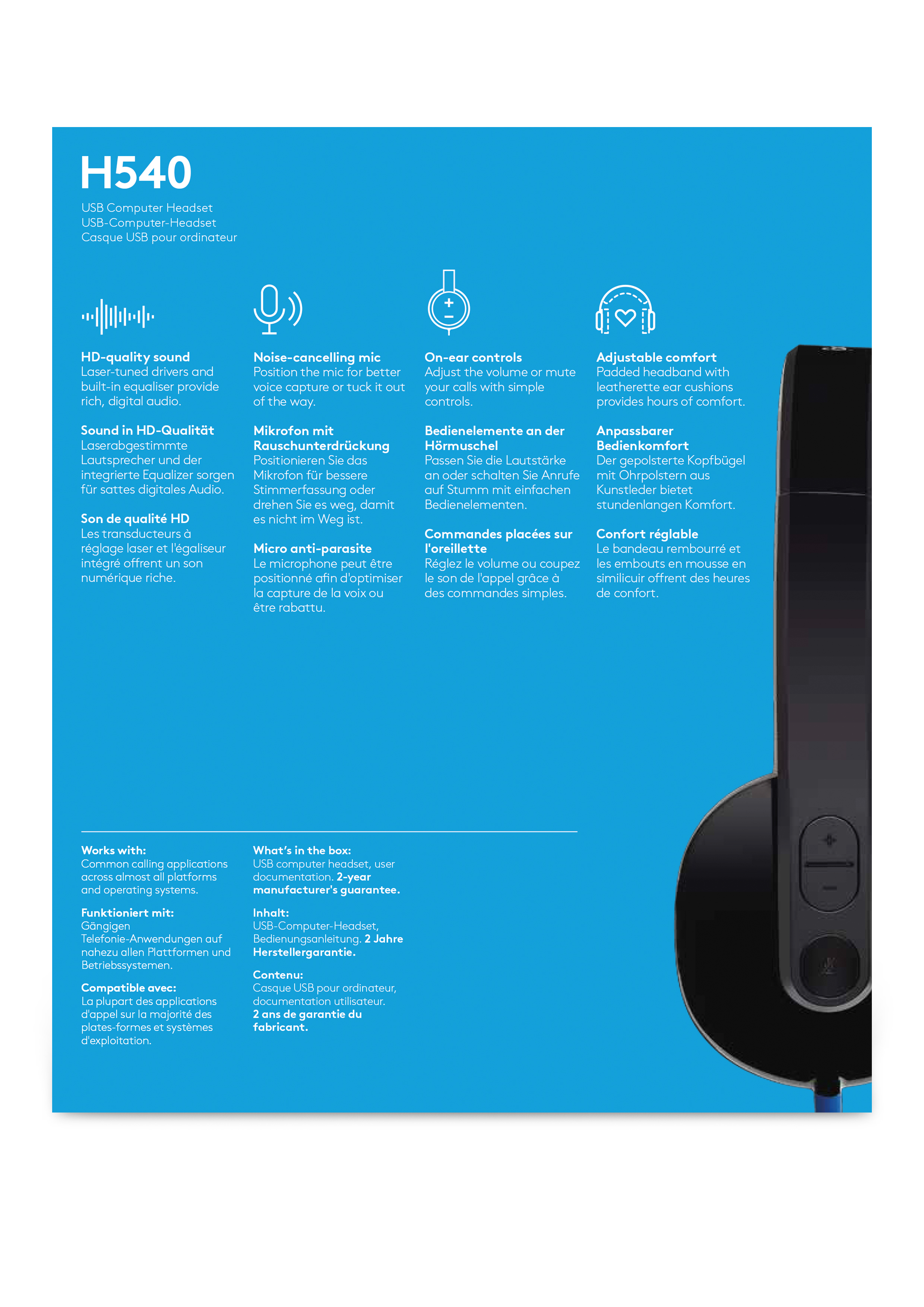 LOGITECH Headset H540 USB, schwarz LOGITECH Headset H540 USB, schwarz