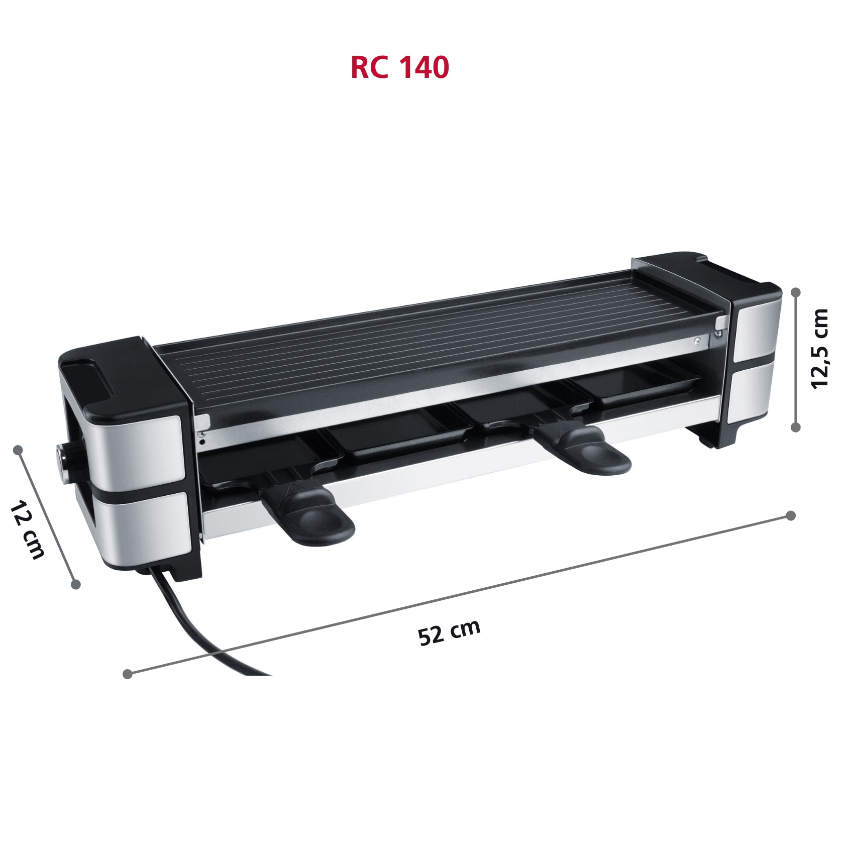 STEBA Guss-Raclette RC 140, PFAS-freie keramikbeschichtete Grillplatte, 4 Pfännchen STEBA Guss-Raclette RC 140, PFAS-freie keramikbeschichtete Grillplatte, 4 Pfännchen