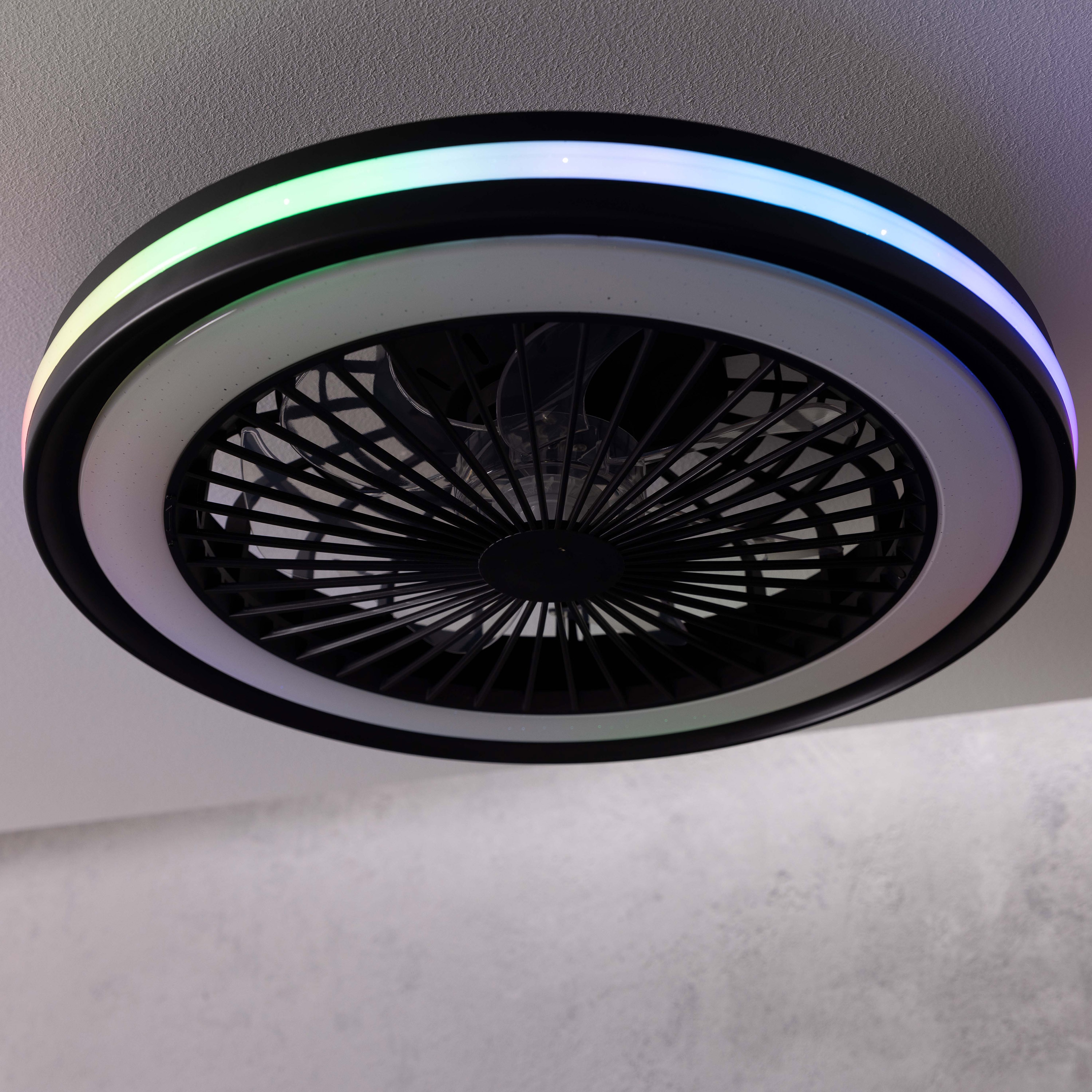 BRILLIANT LED-Deckenleuchte Palmero, mit Ventilator, 40 W, Ø 46,5 cm