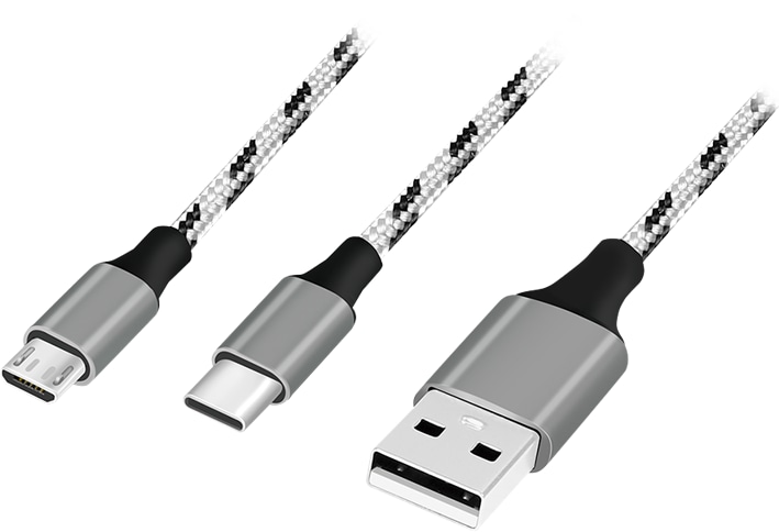 LOGILINK USB 2.0 Ladekabel CU0202 2-in1 USB-C Micro-USB, 1,2m LOGILINK USB 2.0 Kabel CU0202 2-in1 USB-C Micro-USB, 1,2m