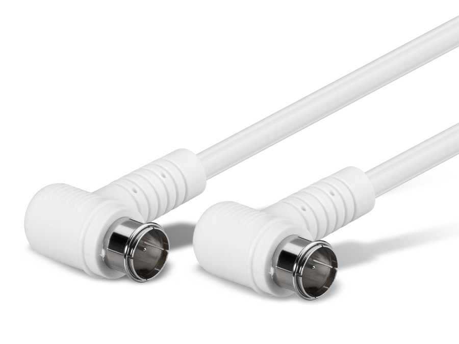 GOOBAY F-Quick-Antennenanschlusskabel 3,5 m, weiß, 2x gewinkelt, 80 dB