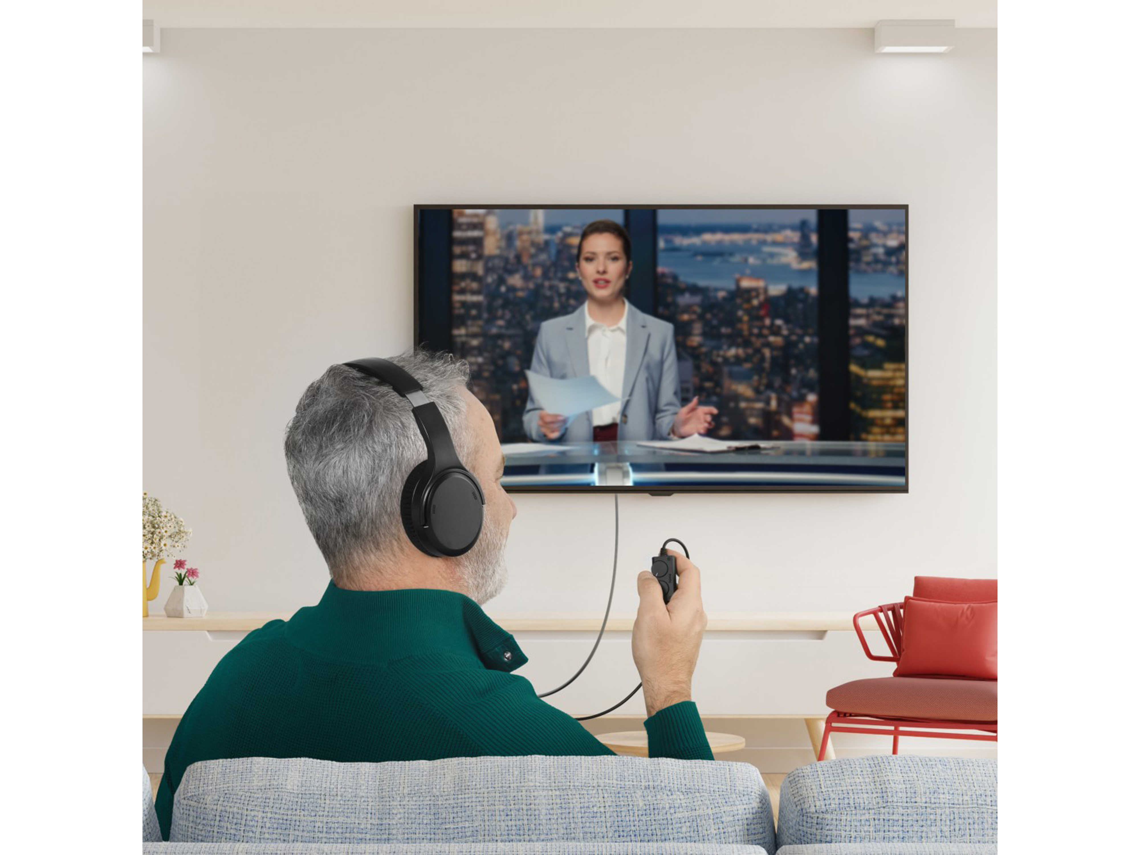 Fernsehkopfhörer HAMA, Over-Ear, 6m Kabel, Lautstärkeregelung, schwarz
