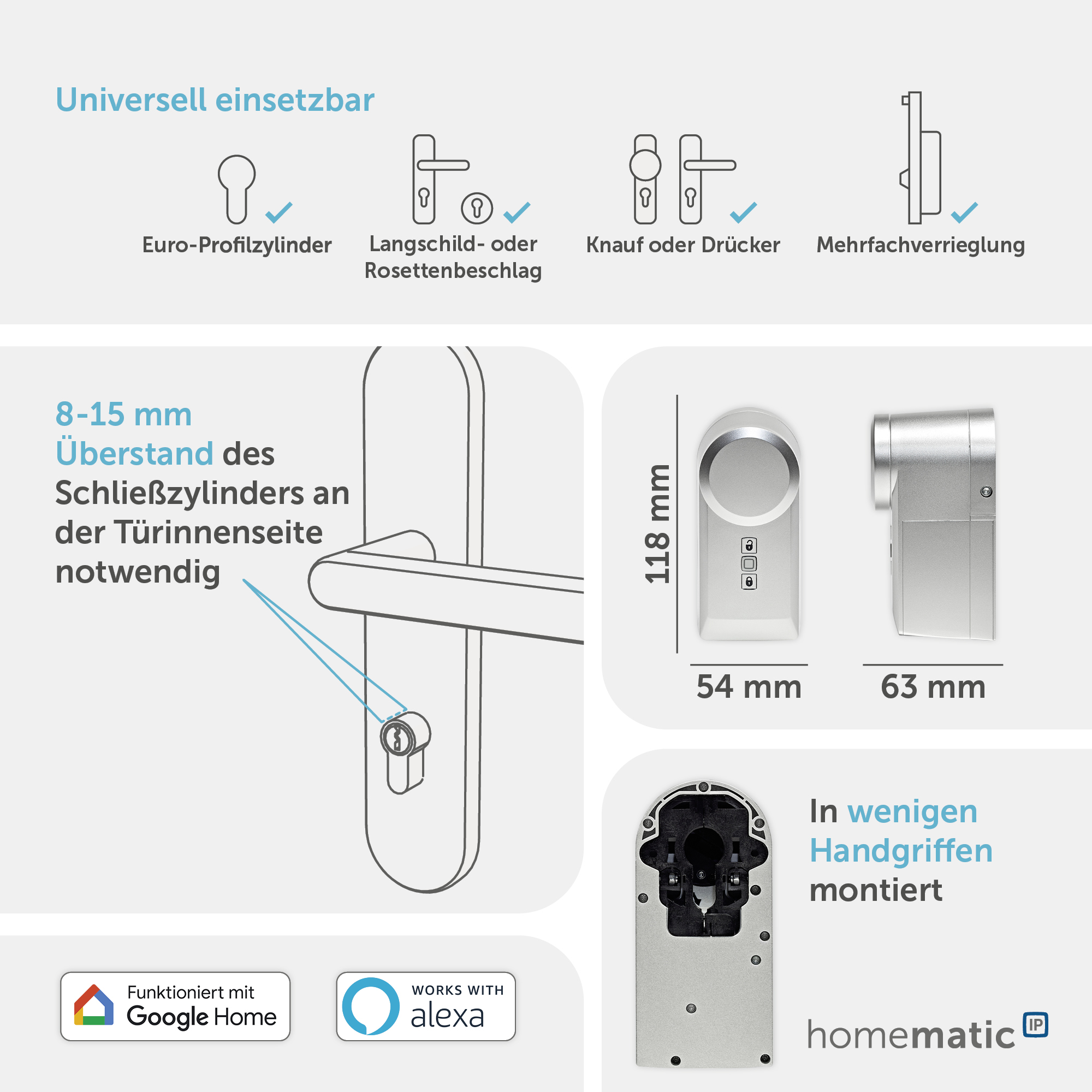 HOMEMATIC IP Türschlossantrieb 160556A0, silber HOMEMATIC IP Türschlossantrieb 160556A0, silber