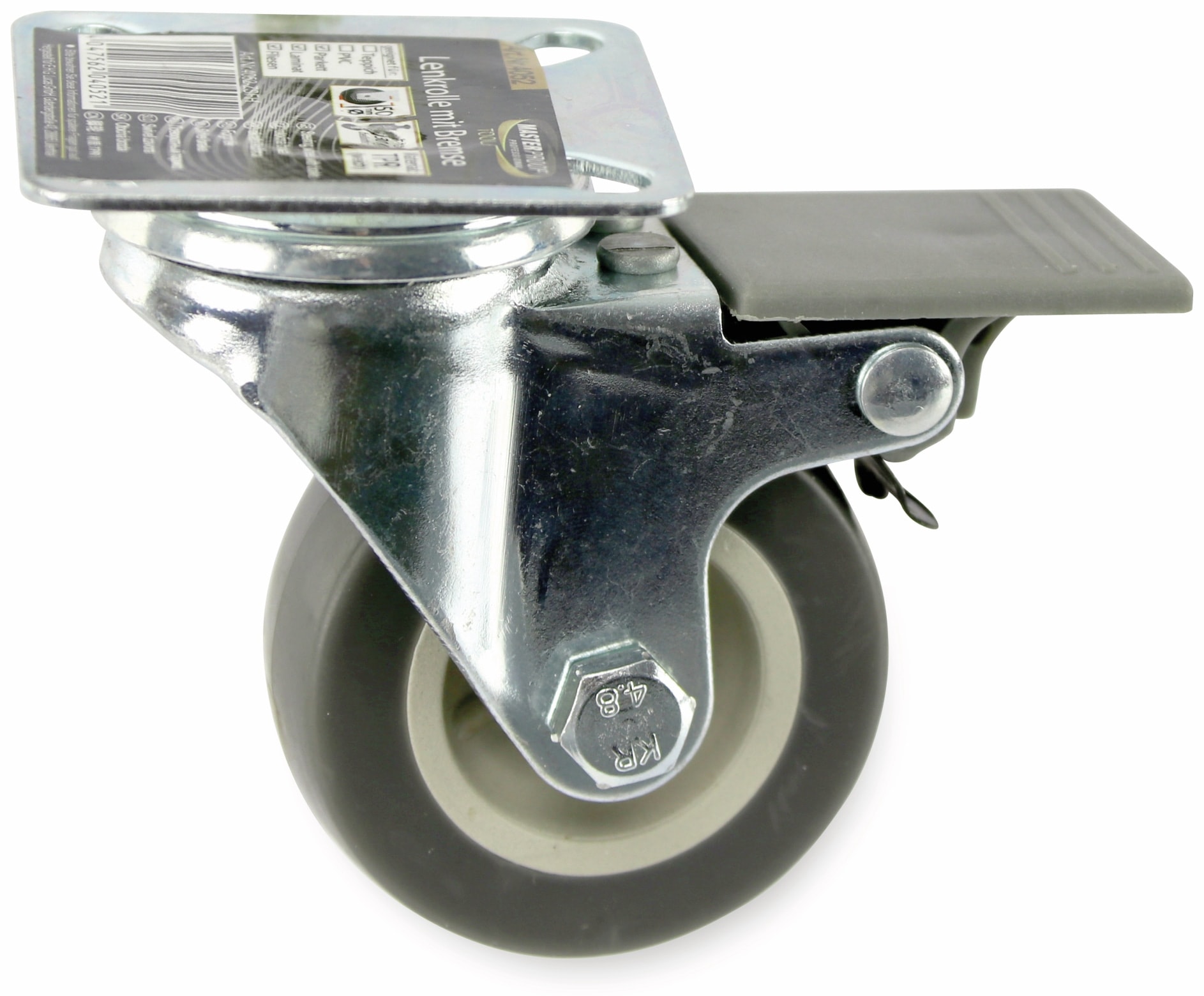 MASTERPROOF Lenkrolle Kugelgelagert 4052, TPR, Ø 50 mm, gebremst MASTERPROOF Lenkrolle Kugelgelagert 4052, TPR, Ø 50 mm, gebremst