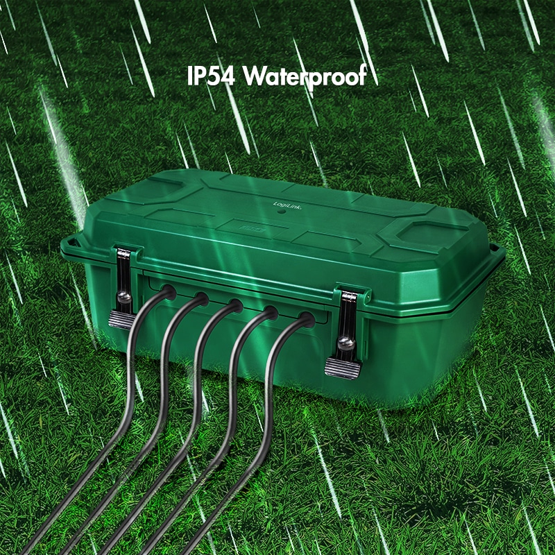 LOGILINK Kabelschutzbox LPS284, 4-fach, Steckerleiste, IP54, grün LOGILINK Kabelschutzbox LPS284, 4-fach, Steckerleiste, IP54, grün