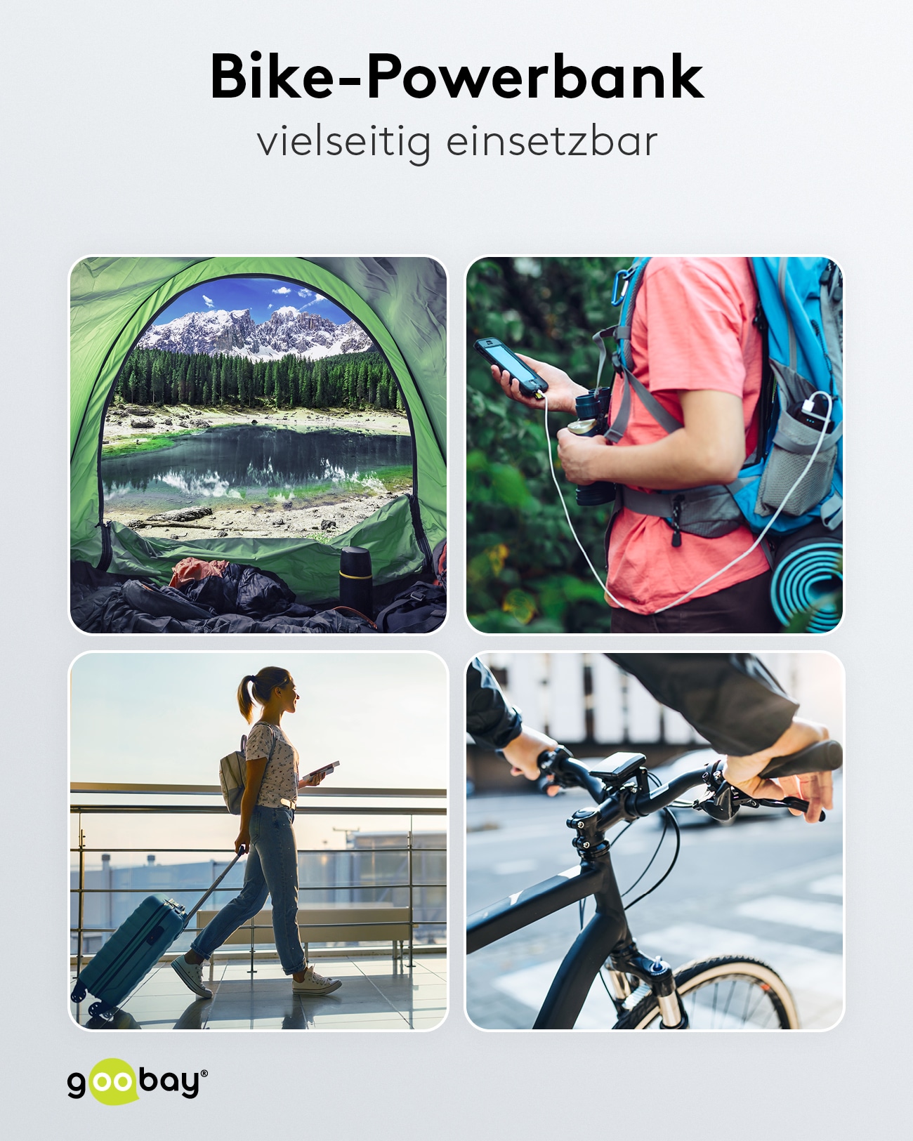 GOOBAY Bike Powerbank 60656, 5000mAh, QC/PD, mit Halterung GOOBAY Bike Powerbank 60656, 5000mAh, QC/PD, mit Halterung