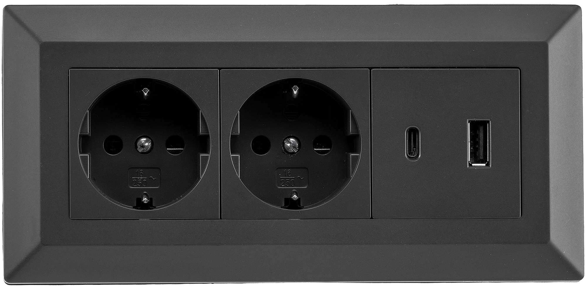 CHILITEC Steckdosenblock 23574, 2-fach, USB-A+C, 16A/250V, schwarz CHILITEC Steckdosenblock 23574, 2-fach, USB-A+C, 16A/250V, schwarz