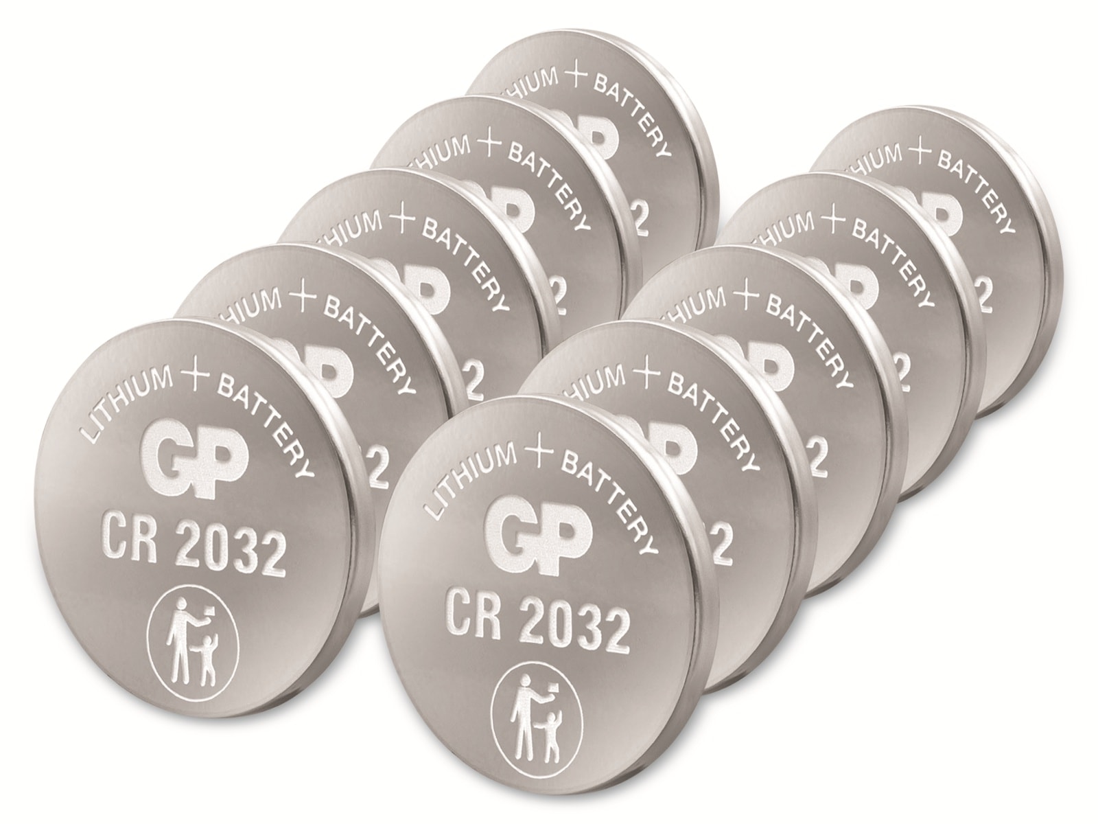 GP Lithium-Knopfzelle CR2032, 3V, 10 Stück GP Lithium-Knopfzelle CR2032, 3V, 10 Stück