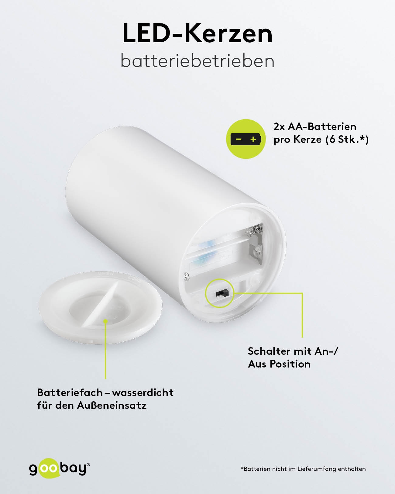 GOOBAY LED-Kerzen 64786, 3er Set, mit Fernbedienung, warmweiß GOOBAY LED-Kerzen 64786, 3er Set, mit Fernbedienung, warmweiß