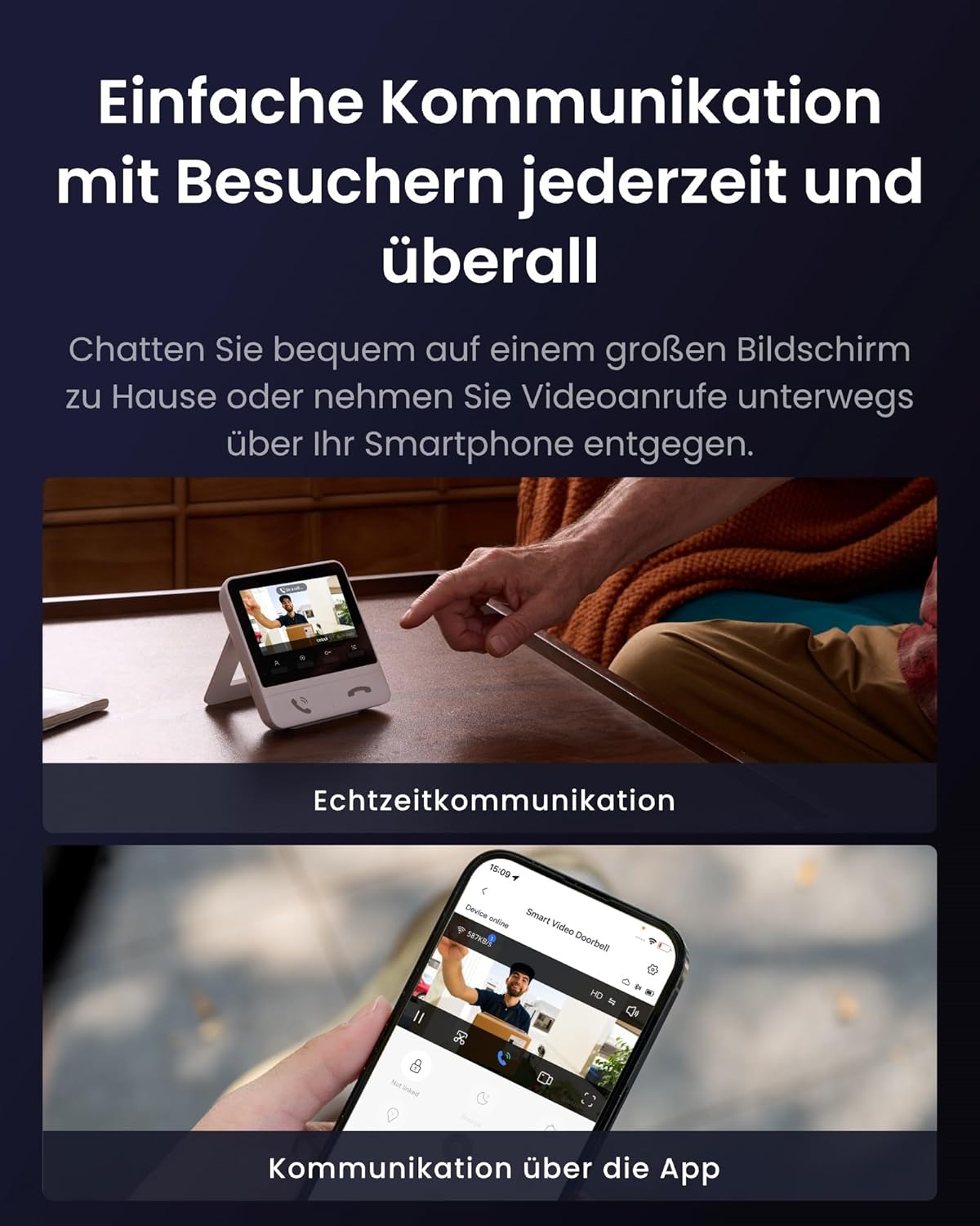 SWITCHBOT Videotürklingel, Monitor, Gegensprechanlage, silber-weiß