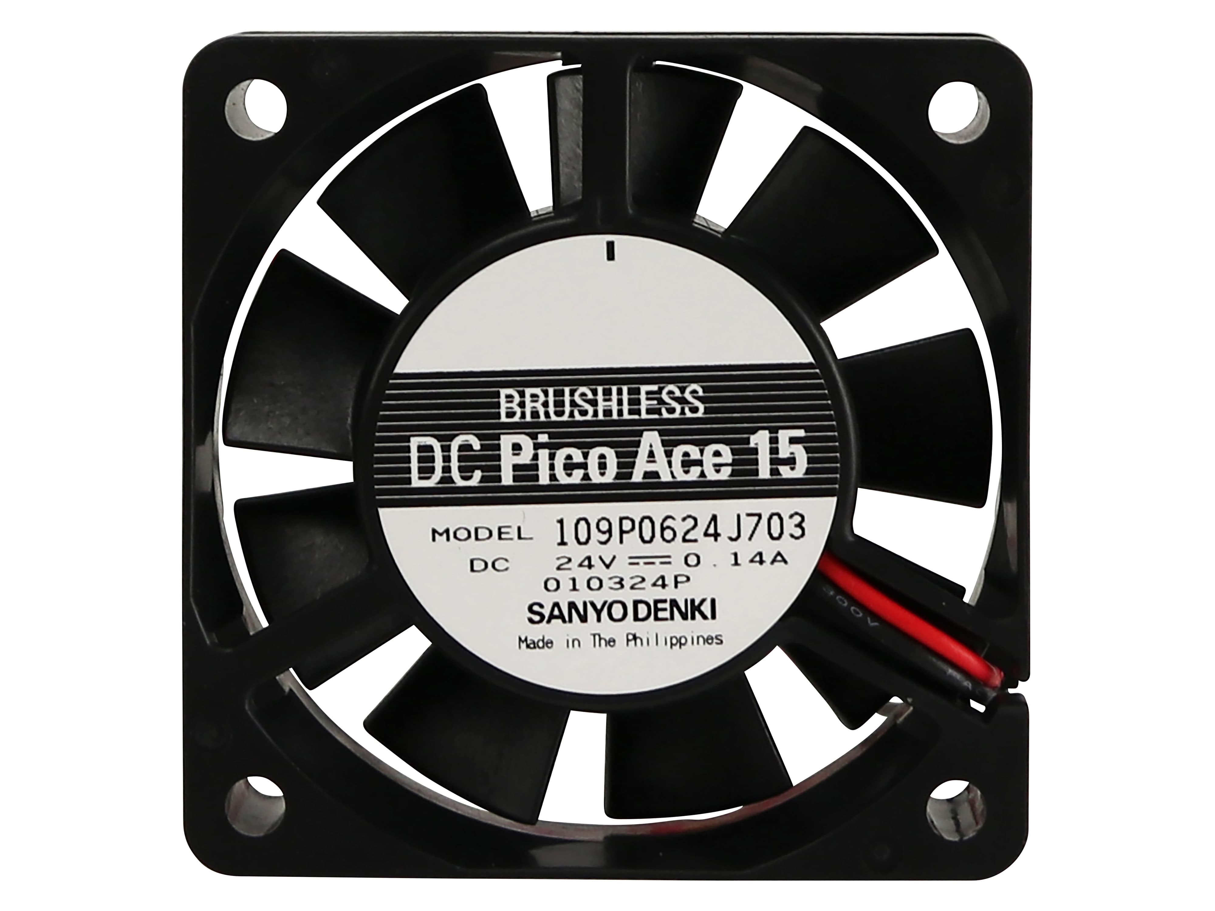SANYO DENKI, Axiallüfter, Pico Ace 15, 109p0624J703, 60x60x15 mm, 24V-, 3,3W SANYO DENKI, Axiallüfter, Pico Ace 15, 109p0624J703, 60x60x10 mm, 24V-, 3,3W