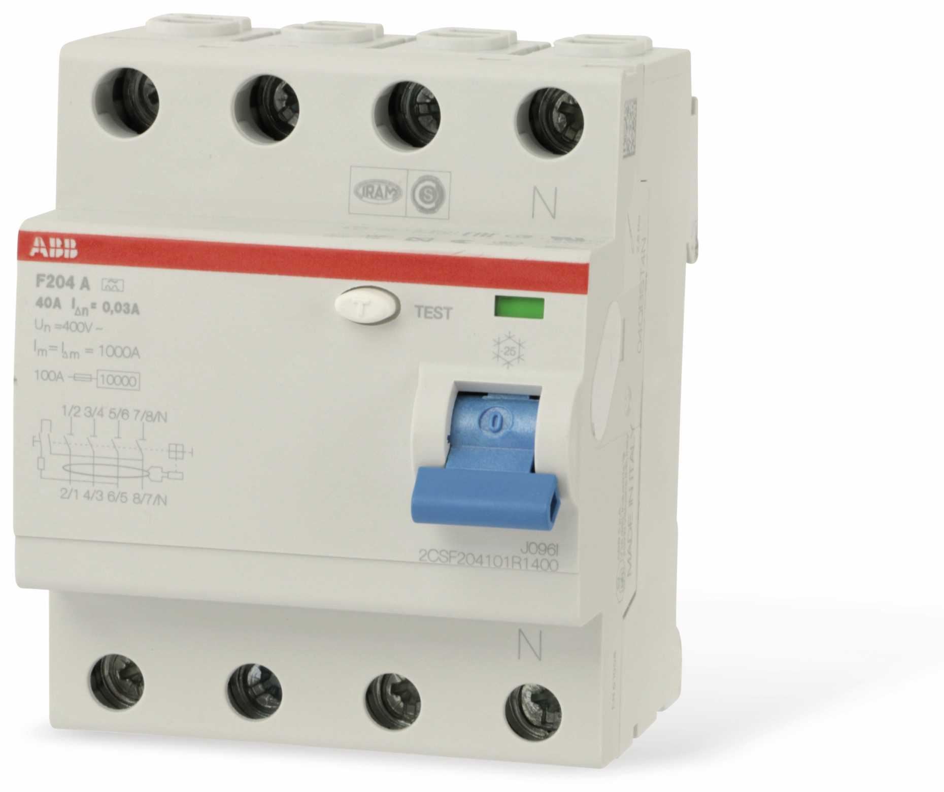 ABB Fehlerstrom-Schutzschalter F204A-40/0,03, 40 A ABB Fehlerstrom-Schutzschalter F204A-40/0,03, 40 A