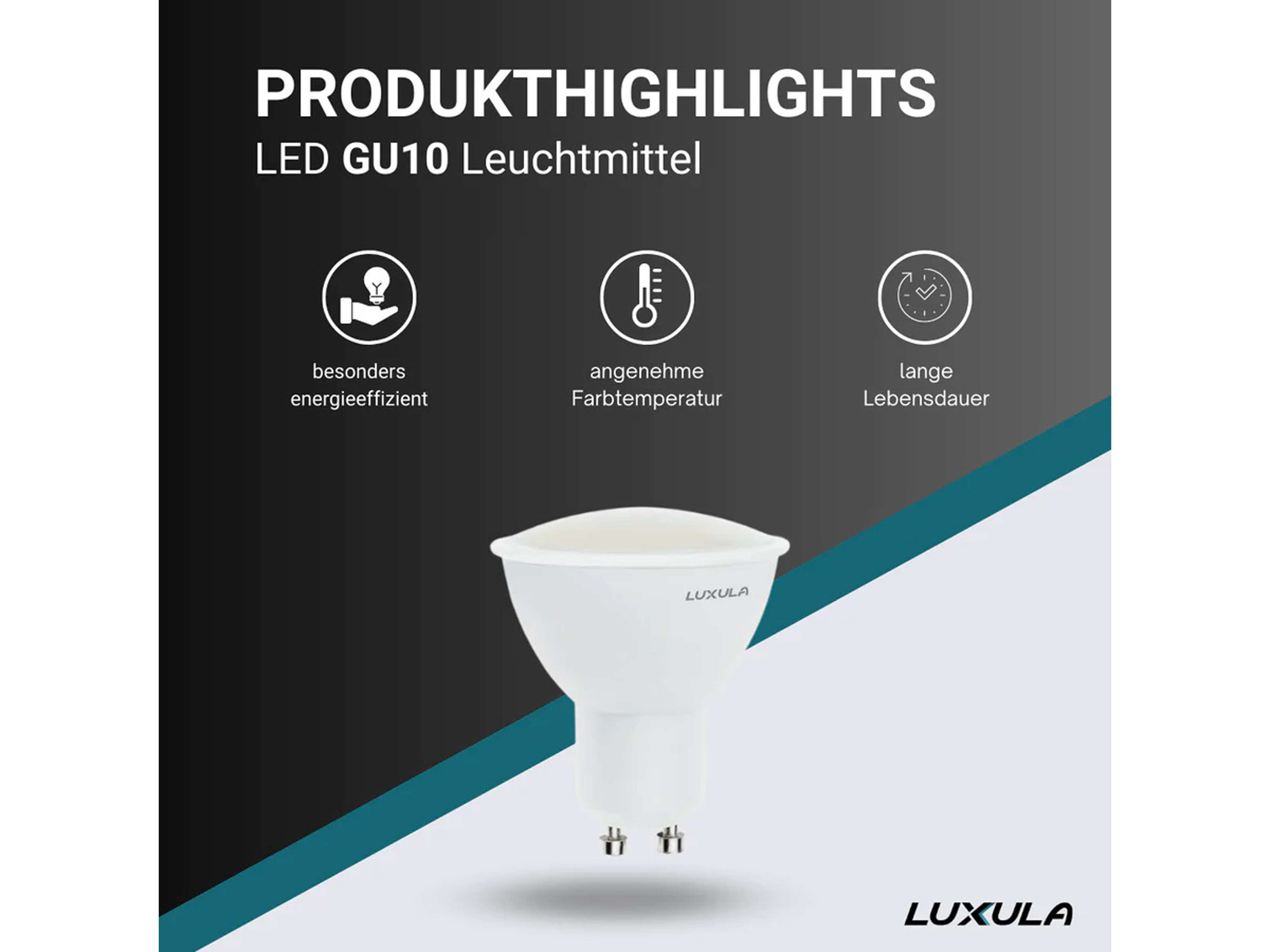 LUXULA LED-Lampe, Reflektorform, GU10, EEK: F, 5W, 436lm, 2700K LUXULA LED-Lampe, Reflektorform, GU10, EEK: F, 5W, 436lm, 2700K