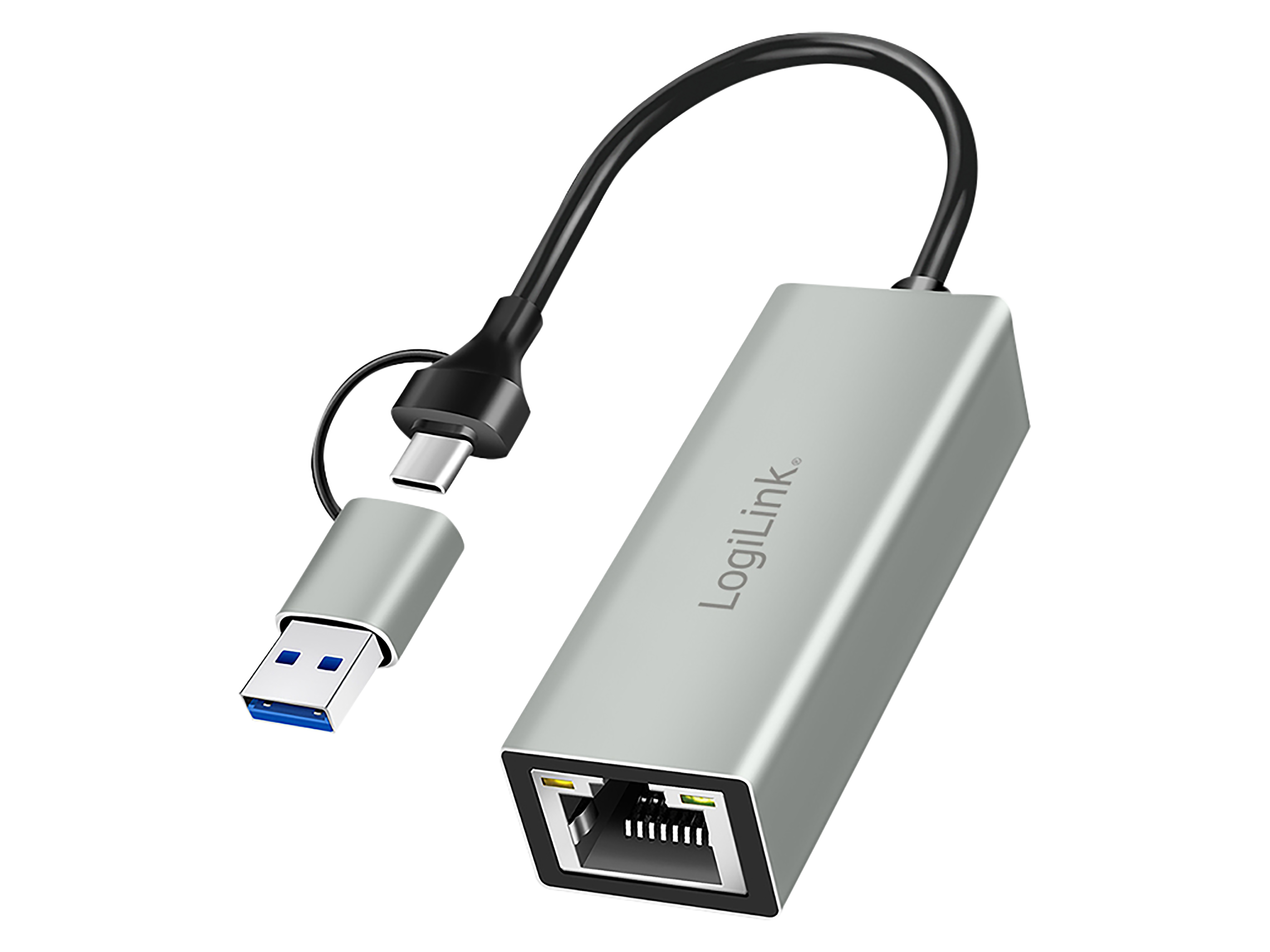 LOGILINK USB-Netzwerkadapter UA0238B USB-C zu Gigabit Ethernet-Adapter mit 2-in-1 USB-Anschluss LOGILINK USB-Netzwerkadapter UA0238B USB-C zu Gigabit Ethernet-Adapter mit 2-in-1 USB-Anschluss