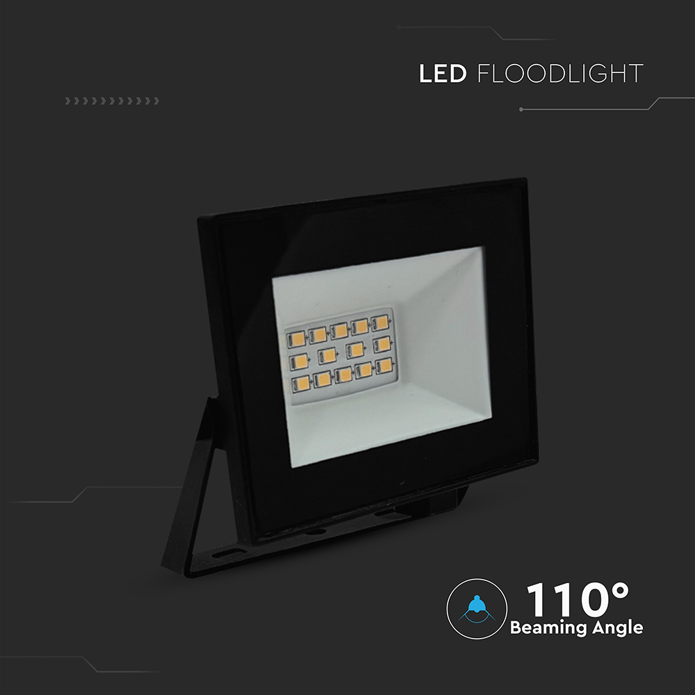 V-TAC LED-Fluter, VT-44012, 10 W, 6500K, EEK: F, 730 lm, kaltweiß, IP65, schwarz V-TAC LED-Fluter, VT-44012, 10 W, 6500K, EEK: F, 730 lm, kaltweiß, IP65, schwarz