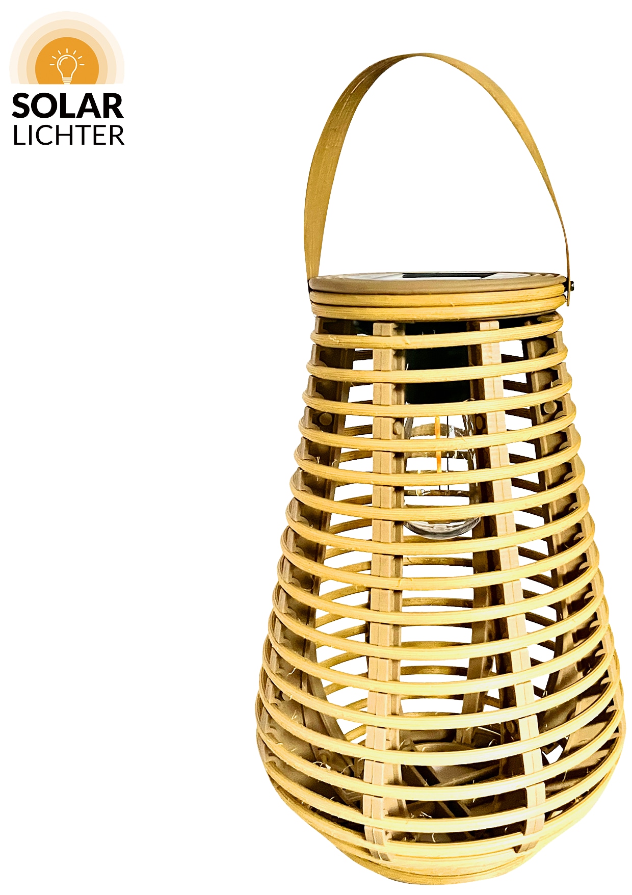 SOLAR LICHTER Solar LED-Akku-Rattanleuchte MSolar, 2700 K