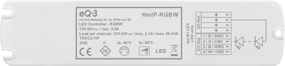 HOMEMATIC IP 157662A0, LED Controller RGBW HOMEMATIC IP 157662A0, LED Controller RGBW