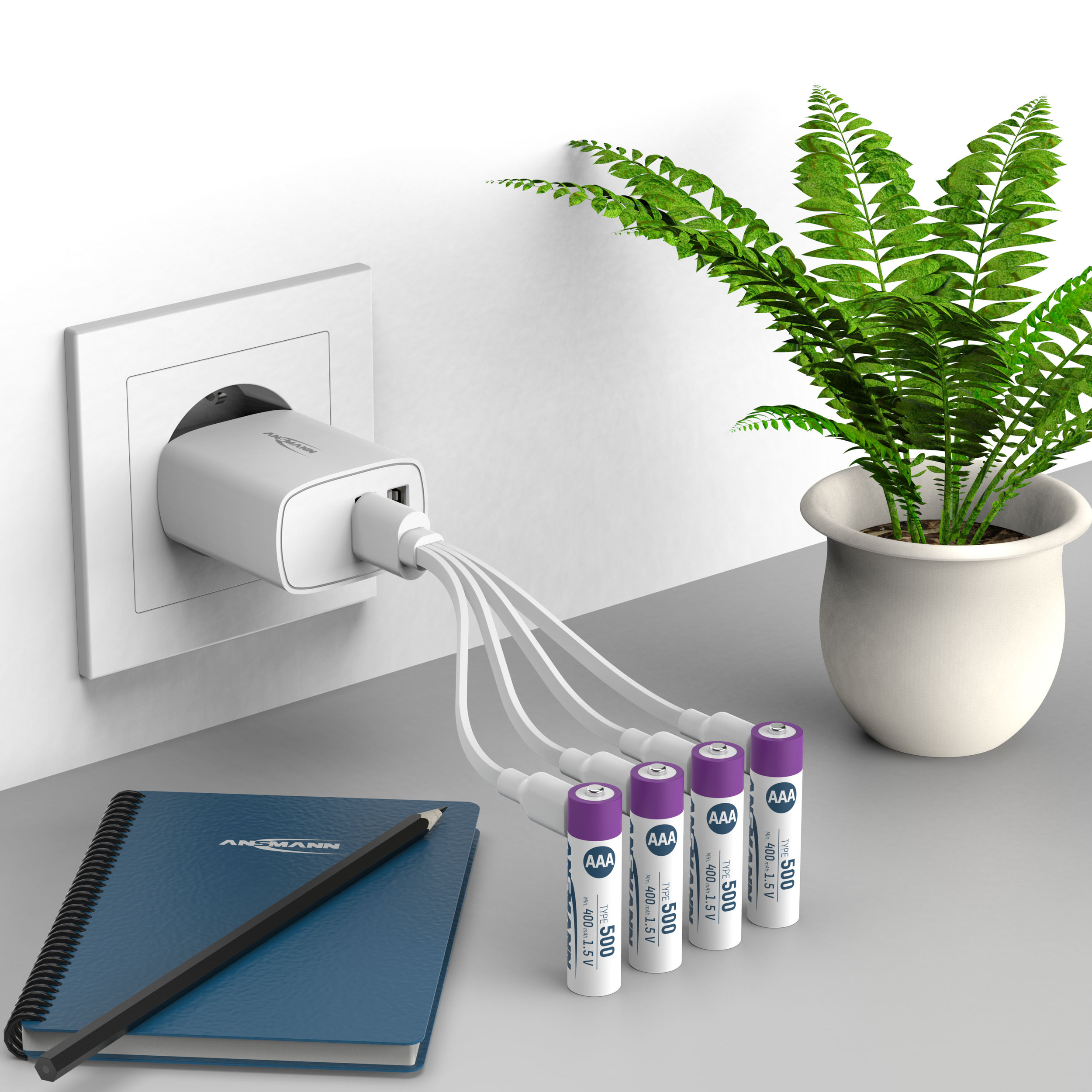 ANSMANN Li-Ion Micro-Akku, AAA, Typ 500 (min. 400mAh), 4 Stück