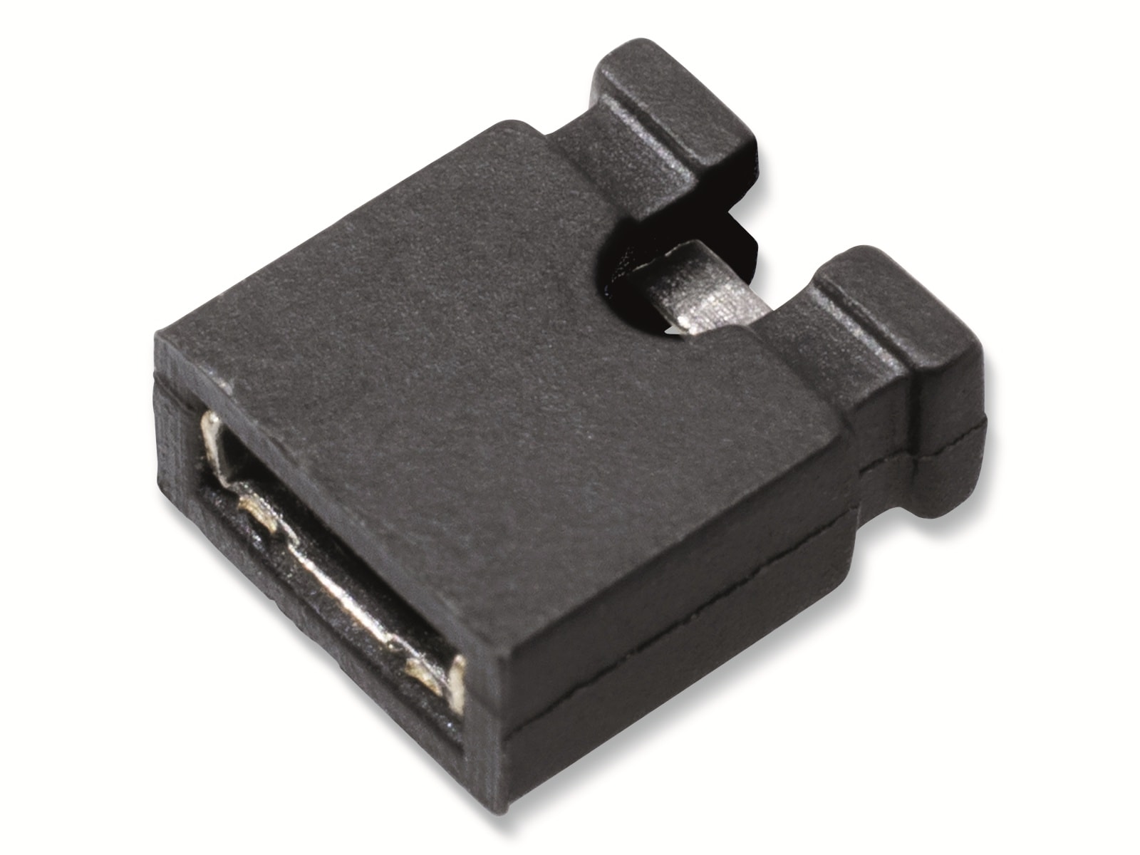 Kurzschlussbrücke / Jumper, schwarz, 2,54 mm, oben offen, 2 Pol Kurzschlussbrücke / Jumper, schwarz, 2,54 mm, oben offen, 2 Pol