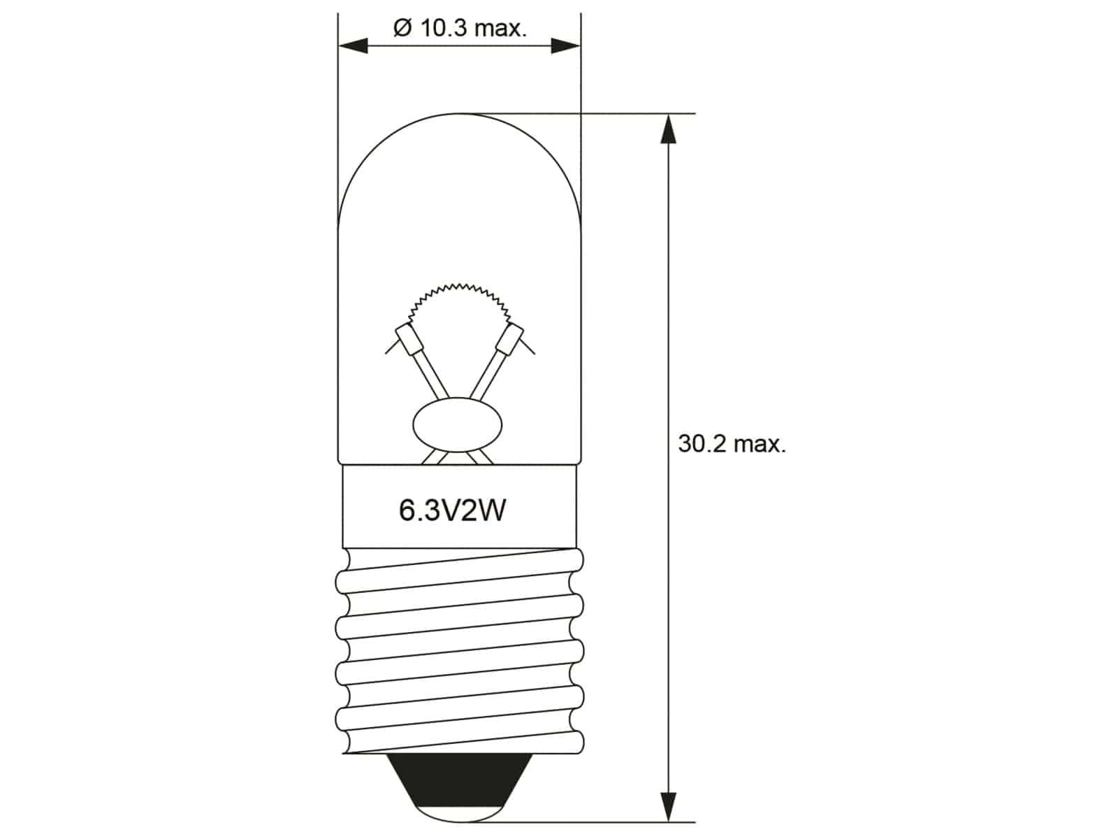 GOOBAY Röhrenlampe, 9599, T10, E10, 6.3 V, 2 W GOOBAY Röhrenlampe, 9599, T10, E10, 6.3 V, 2 W
