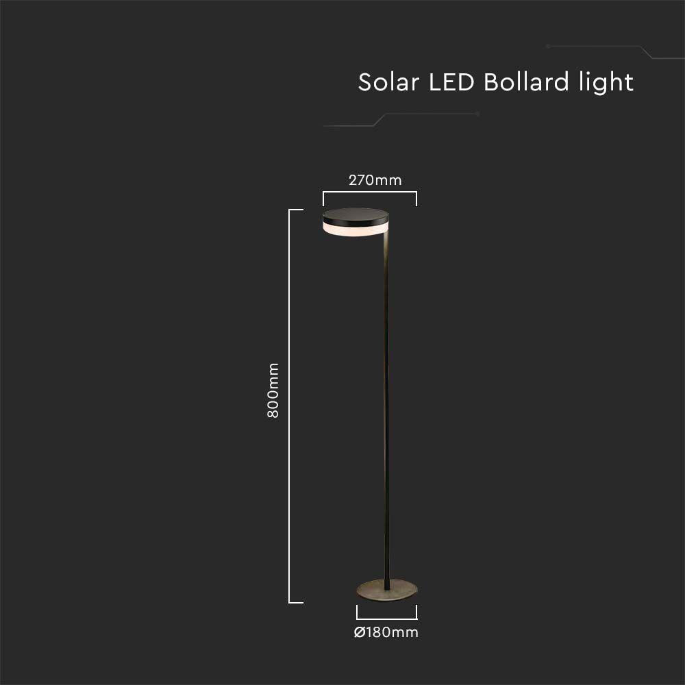 V-TAC Solar LED-Poller-Außenleuchte VT-1137, 2 W, 3000 K, IP54, schwarz V-TAC Solar LED-Poller-Außenleuchte VT-1137, 2 W, 3000 K, IP54, schwarz