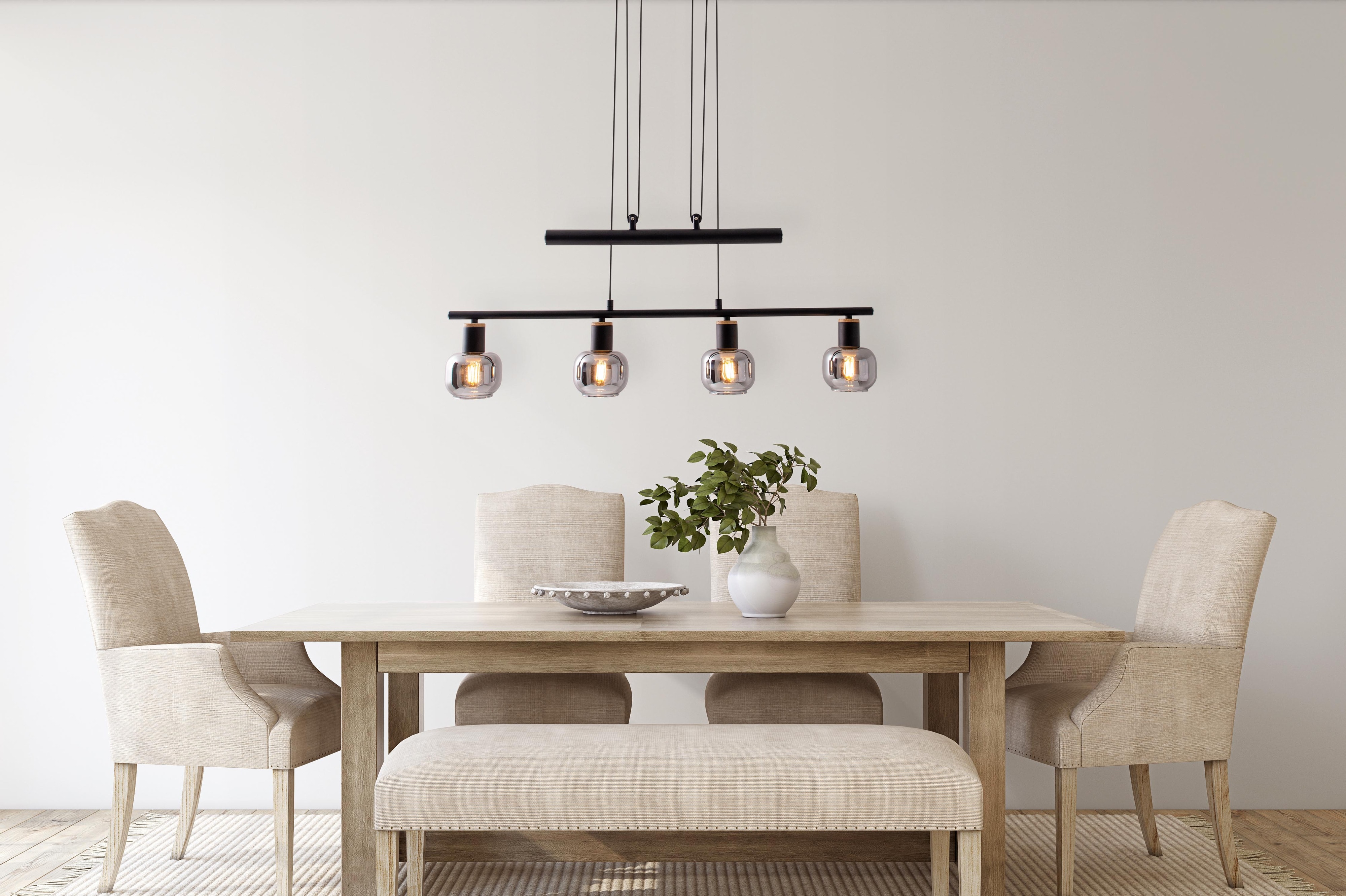 NÄVE Pendelleuchte 7090422, 40W, 4xE14, schwarz/natur NÄVE Pendelleuchte 7090422, 40W, 4xE14, schwarz/natur