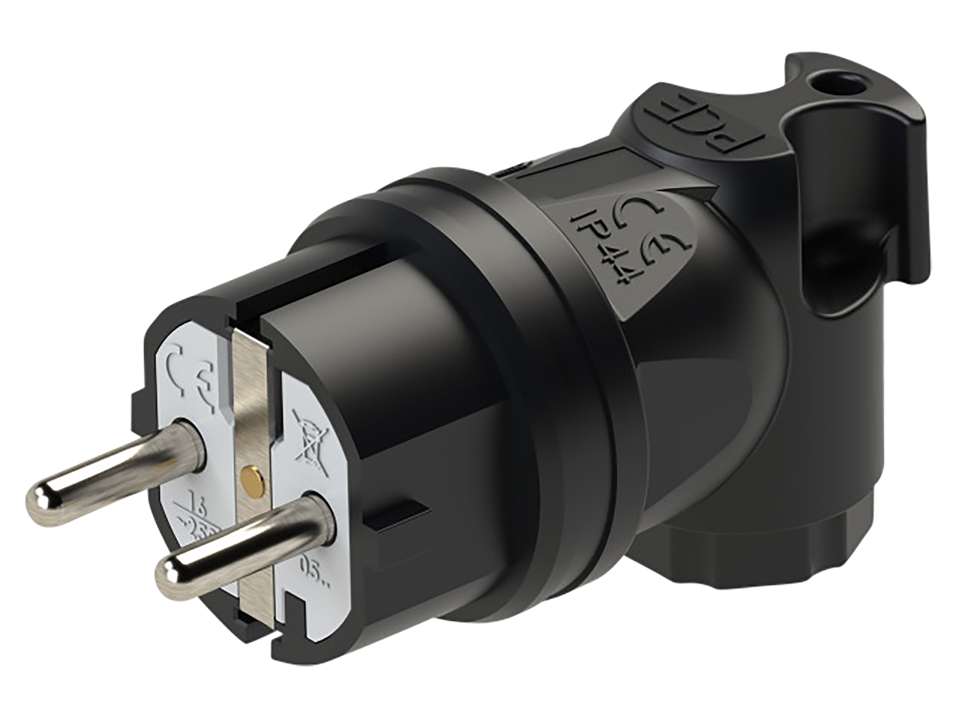 PCE Gummi-Schutzkontaktstecker gewinkelt, schwarz, IP44 PCE Gummi-Schutzkontaktstecker gewinkelt, schwarz, IP44