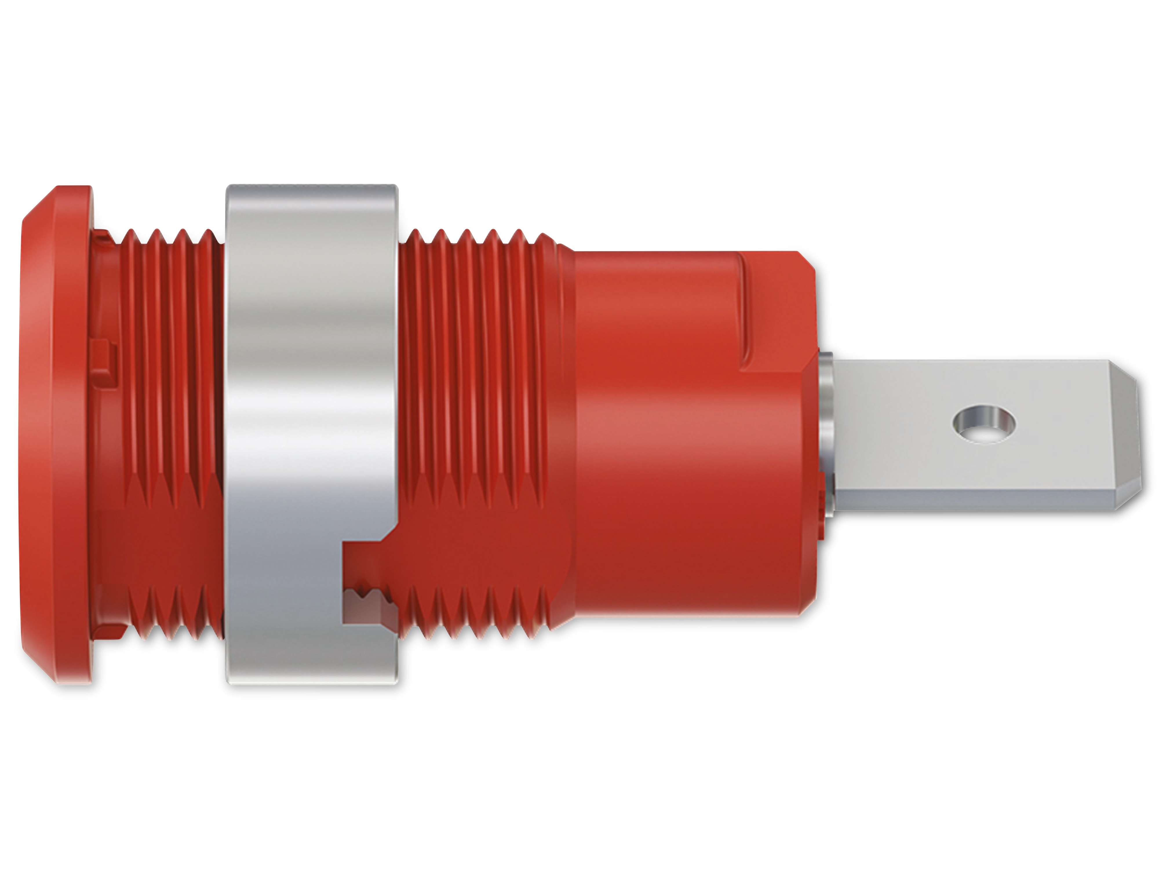 STÄUBLI Sicherheitsbuchse, 49.7046-22, 4 mm , rot, 1000 V, CAT III, 32 A / 600 V, CAT IV, 32 A STÄUBLI Sicherheitsbuchse, 49.7046-22, 4 mm , rot, 1000 V, CAT III, 32 A / 600 V, CAT IV, 32 A