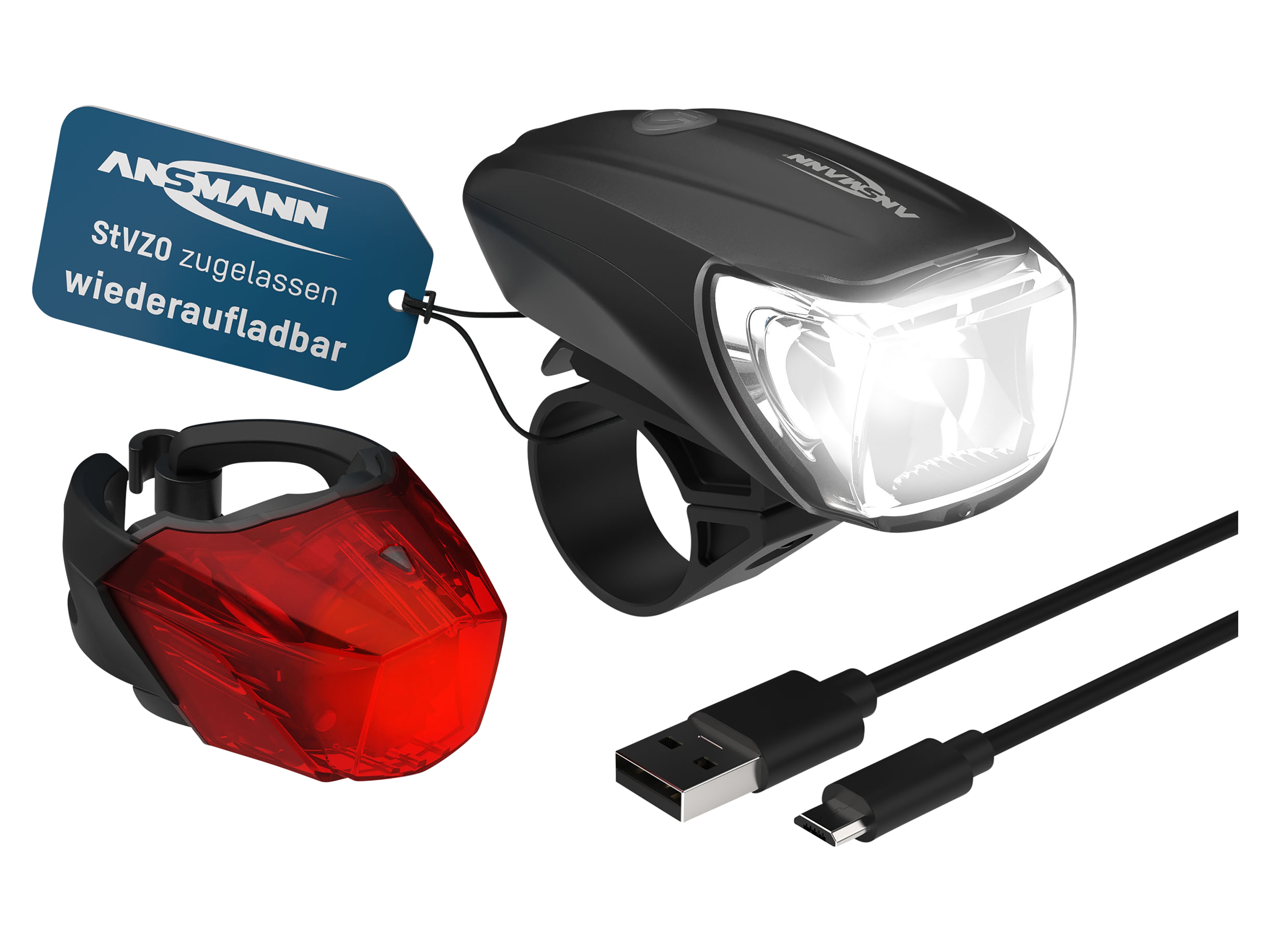 ANSMANN LED-Fahrrad-Beleuchtungs-Set, 1600-0254 ANSMANN LED-Fahrrad-Beleuchtungs-Set, 1600-0254