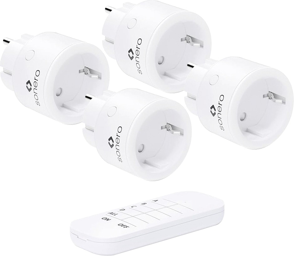 SONERO Funksteckdosen-Set S-RCS104, 1 Sender, 4 Empfänger, weiß SONERO Funksteckdosen-Set S-RCS104, 1 Sender, 4 Empfänger, weiß