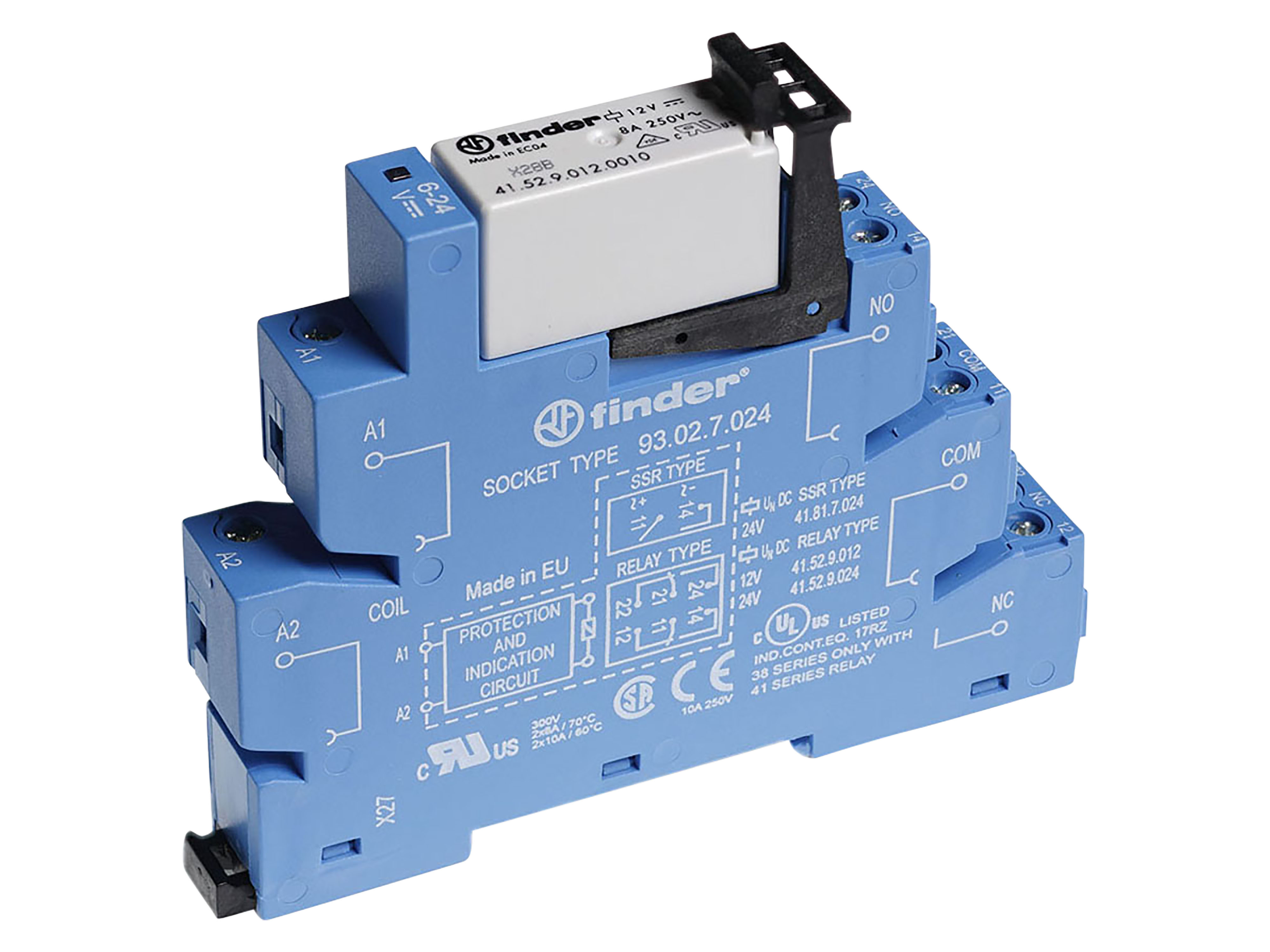 FINDER Koppelrelais mit Schraubanschlüssen, 2 Wechsler, 8 A, Spule 12 V DC Koppelrelais mit Schraubanschlüssen, 2 Wechsler, 8 A, Spule 12 V DC